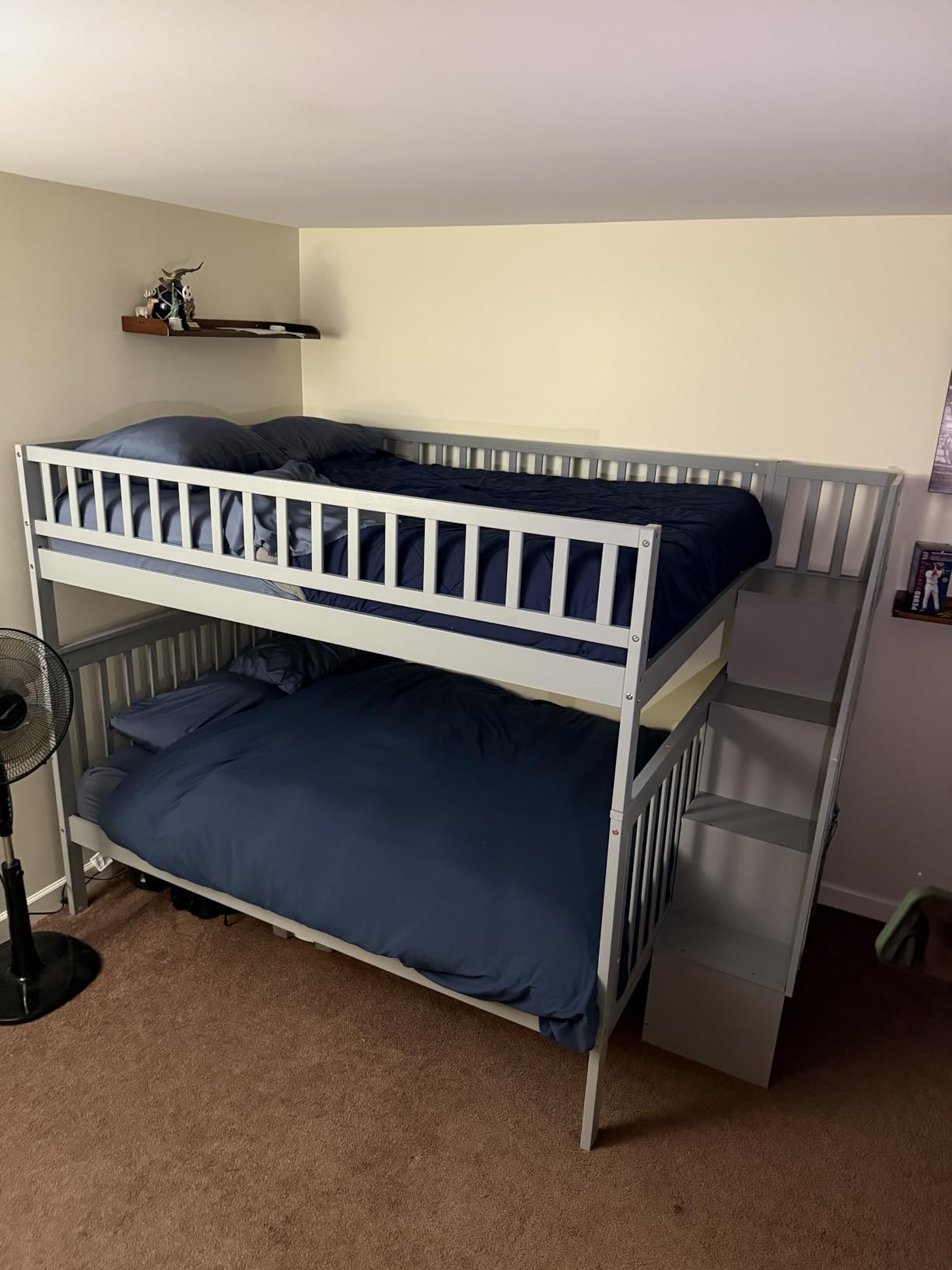 Bellemave Full Over Full Bunk Beds with Drawers and Stairs Stairway Bunk Bed Frame with Storage Shelves for Kids Teens Adult, Wood Full Bunk Bed, White customer photo 2
