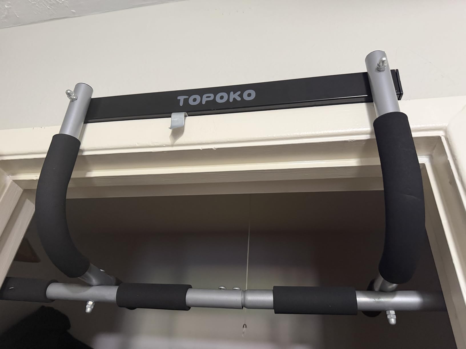 TOPOKO Upgrade Pull Up Bar for Doorway - Max Capacity 440 lbs, Portable Upper Body Workout Bar for Strength Training customer photo 2