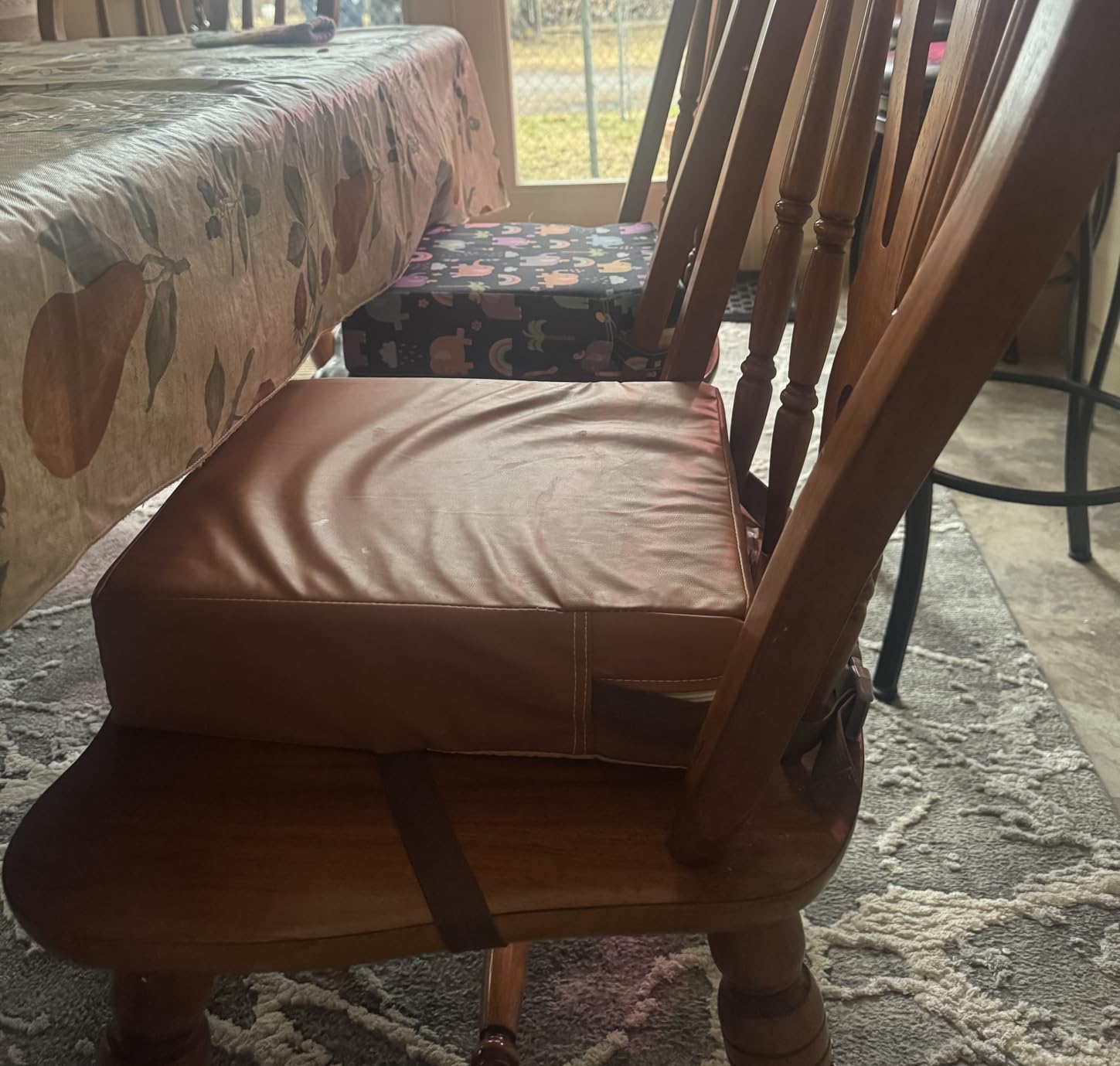 Toddler Booster Seat for Dining Table, PU Washable Double Safe Straps Non-Slip Bottom customer photo 1