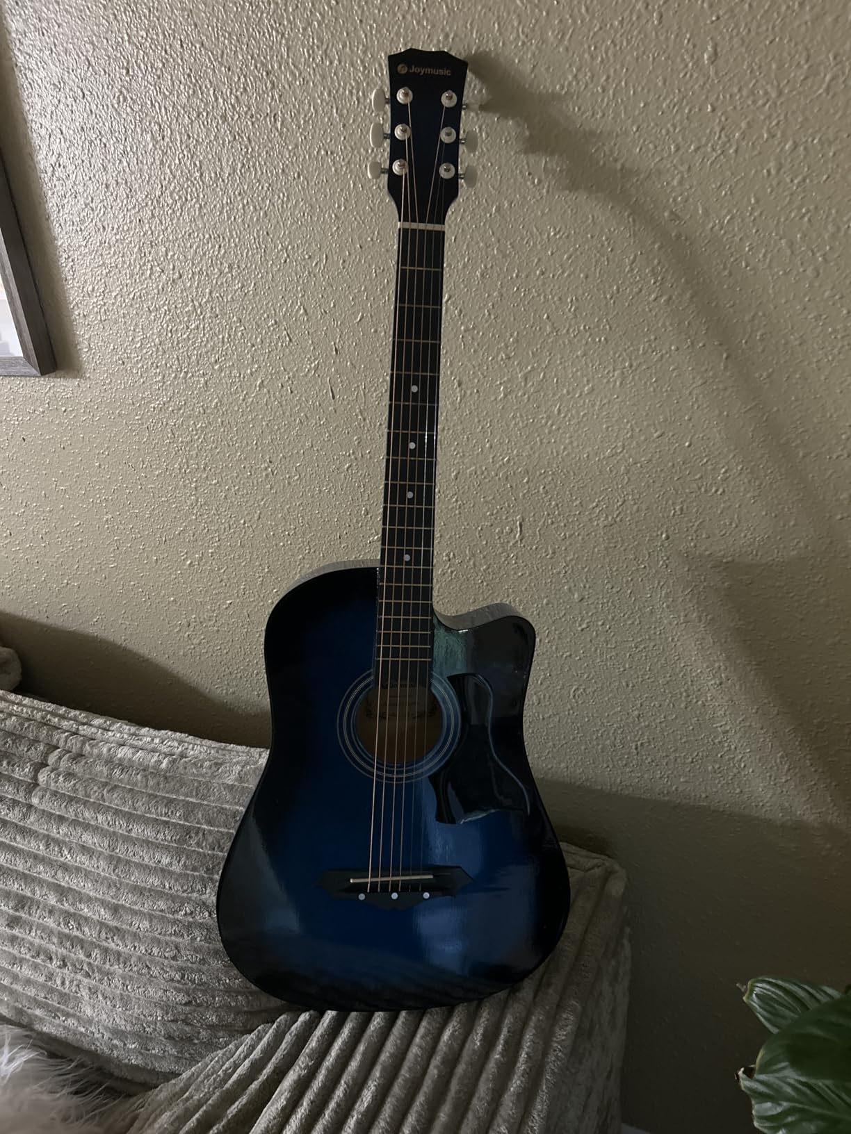 Joymusic 38 inch Blueburst Beginner Acoustic Guitar Kit with Strap, Digital Tuner, Set Strings, Capo, Cleaning Cloth, 6 Picks, Gig Bag customer photo 1