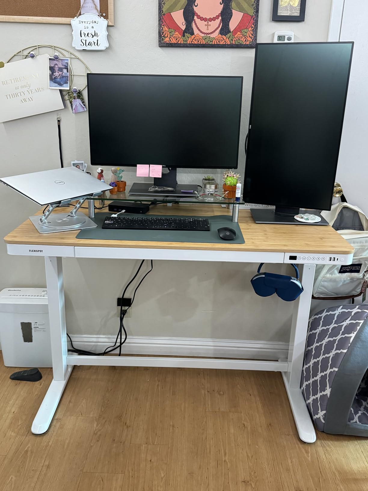 Comhar Electric Standing Desk with Drawers Charging USB Port, Height Adjustable 48