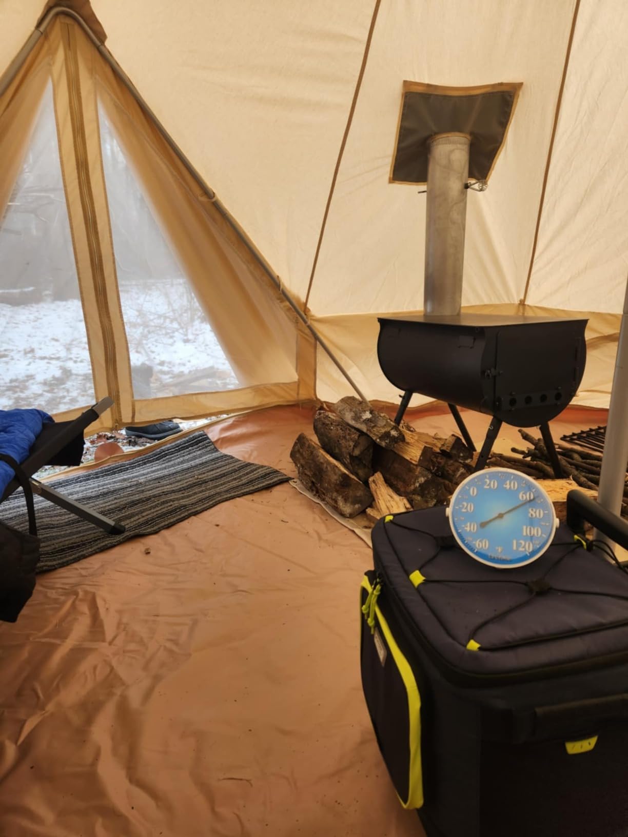 MC TOMOUNT Canvas Tent Bell Tent Yurt with Stove Jack Zipped Removable Floor for Glamping Truck Car Camping customer photo 2