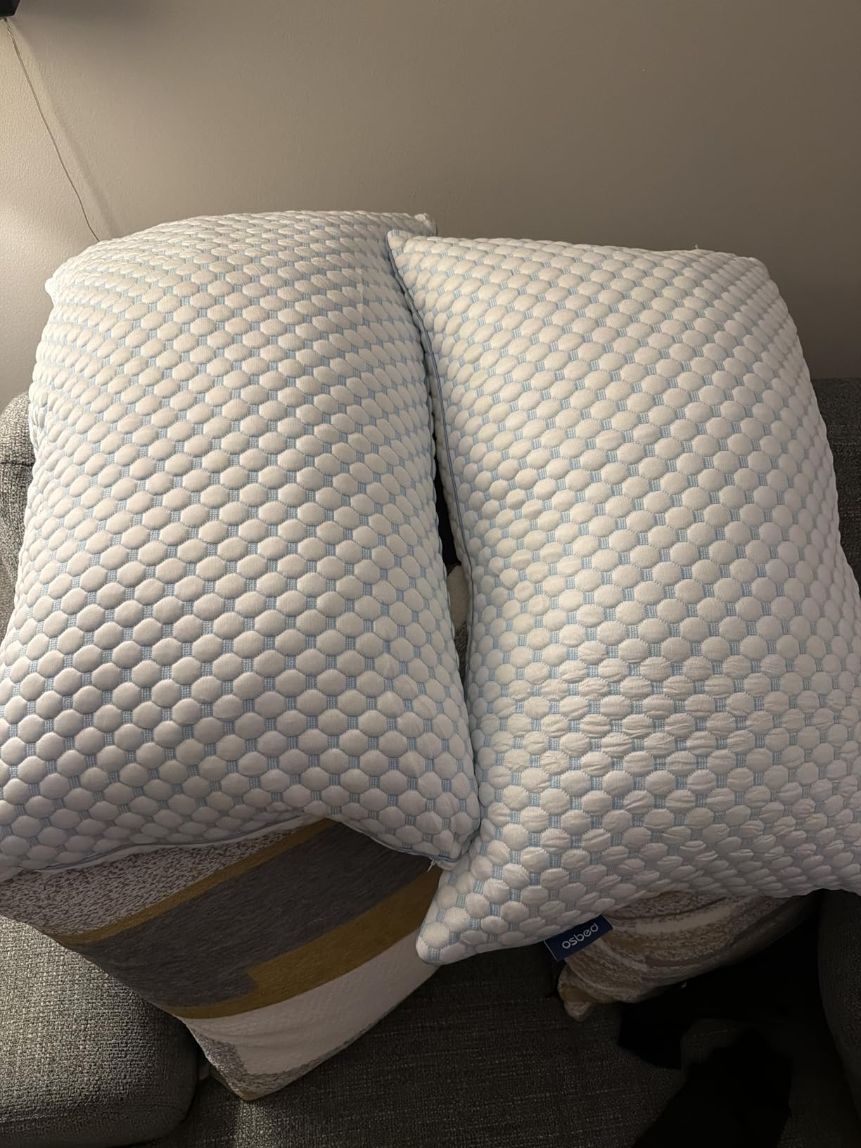 OSBED Cooling Adjustable Shredded Memory Foam Pillows Queen Size Set of 2 - Temperature-Regulating for All Sleepers with Dual Airflow Ventilation(CertiPUR-US & Hypoallergenic & Machine Washable) customer photo 1