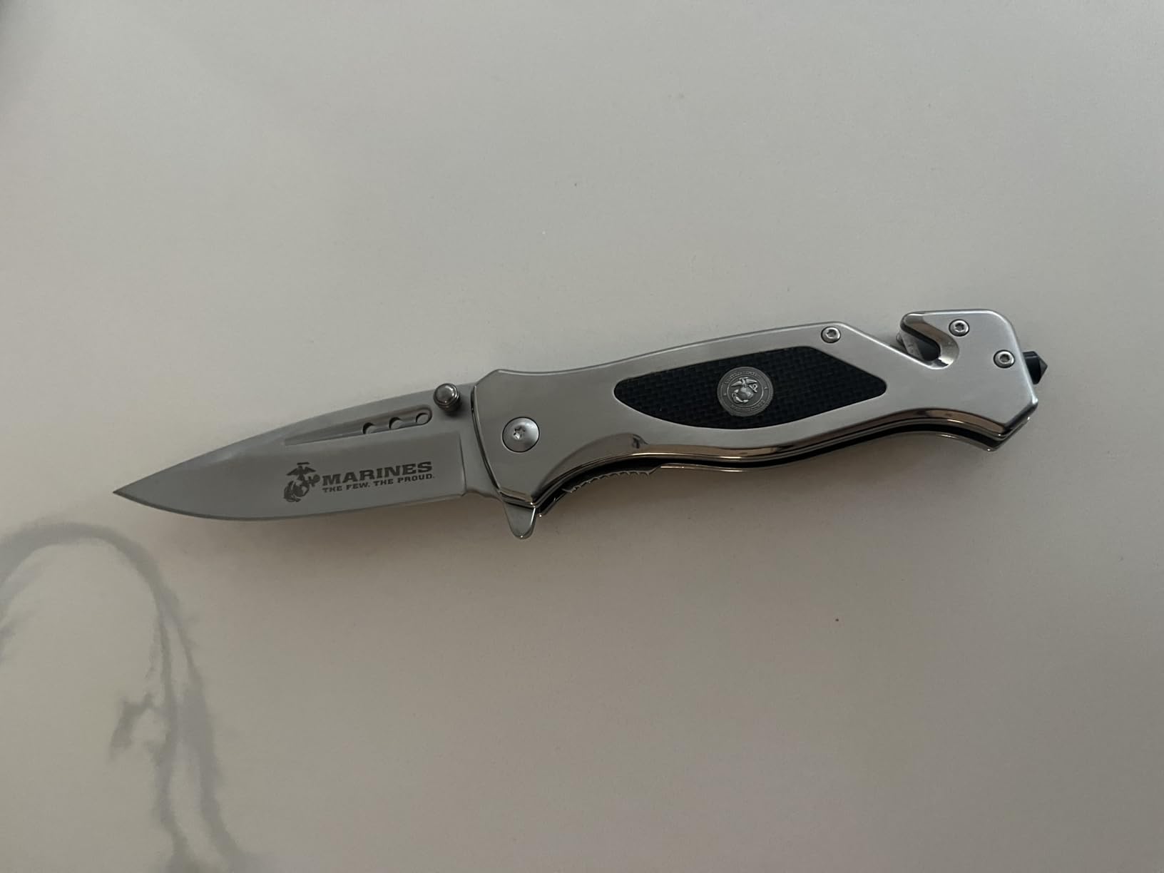 USMC Tactical Black Folding Knife 3.5 Inch Blade-Hunting, Rescue Gift for Marines Disabled Vet Owned Business | USMC Knife Black customer photo 1