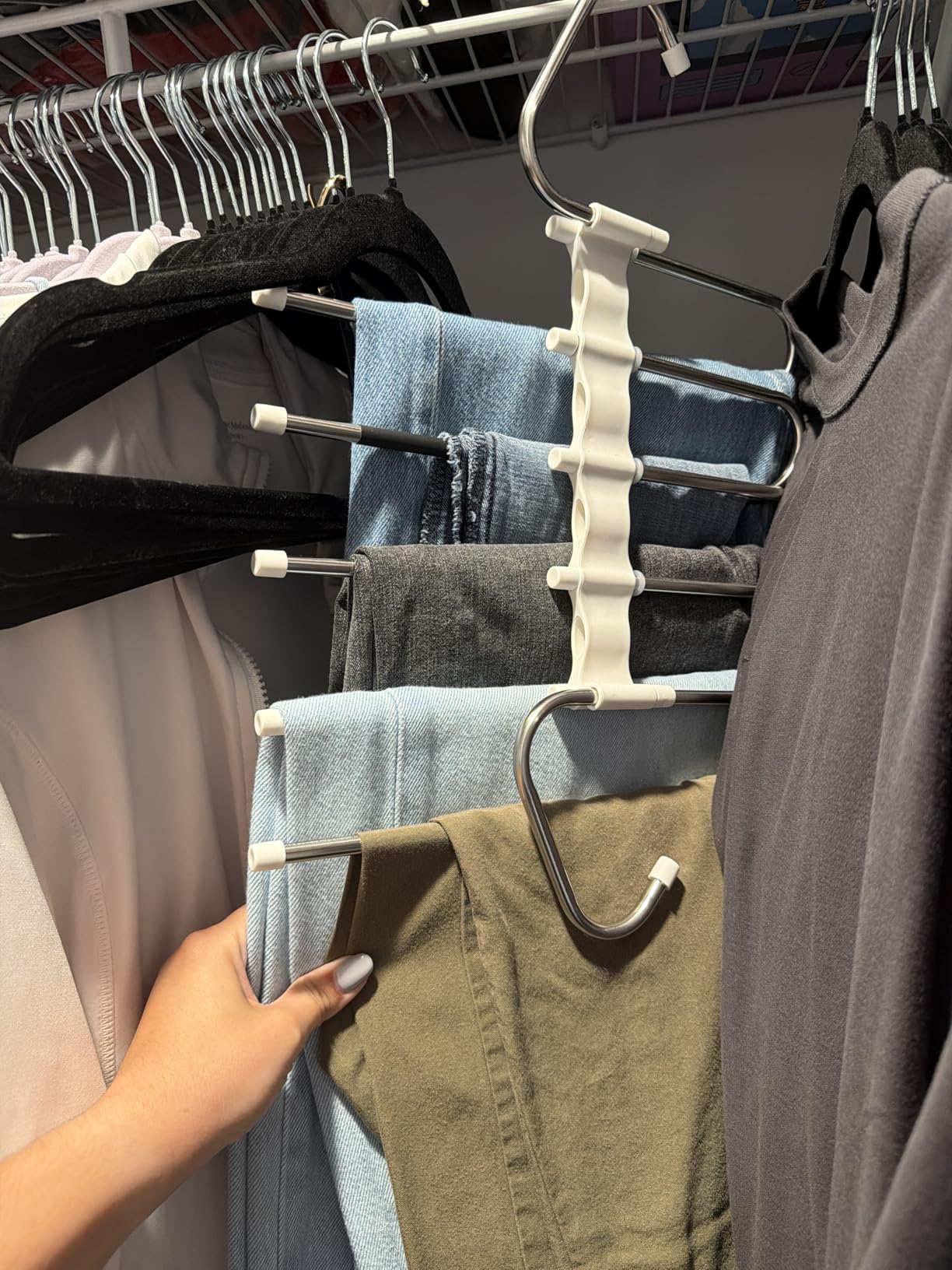 Kalimdor Pants Hangers 2 Pack Space Saving Metal Closet Organizer, Clothes Pants Hangers, Anti-Slip Design, Closet Organizers and Storage for Pants Jeans Skirts Scarf Legging customer photo 2