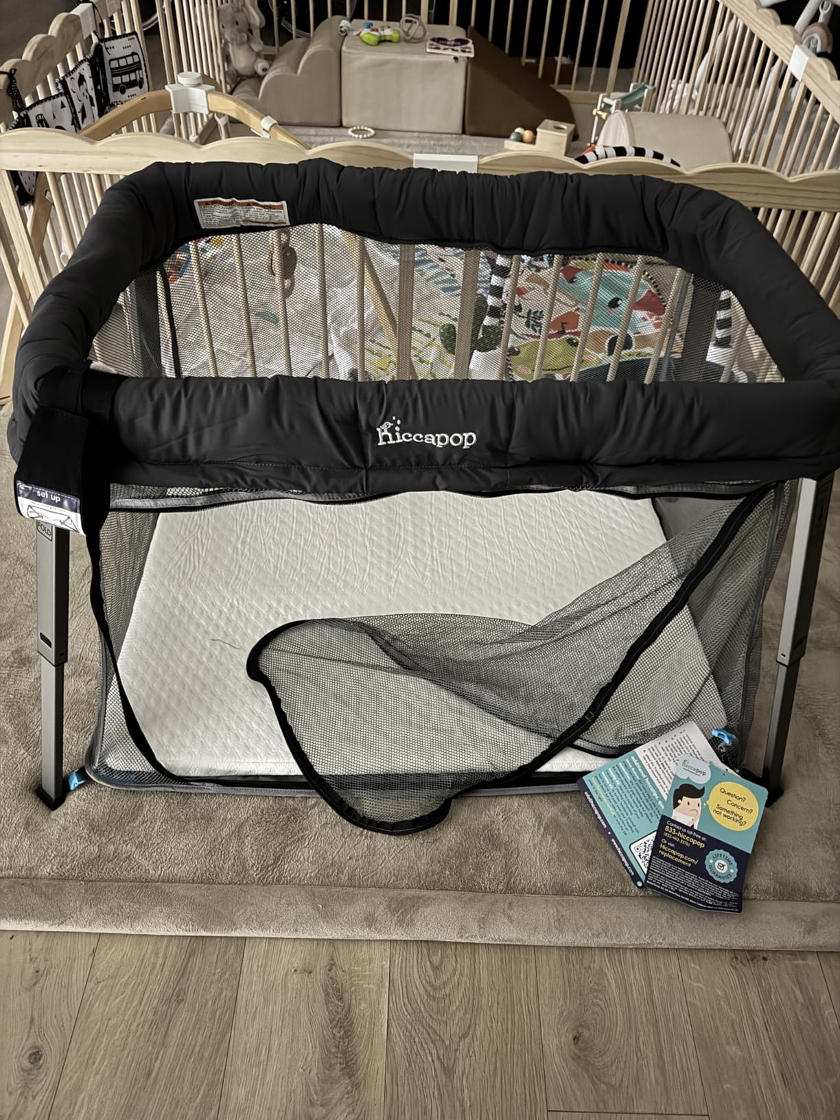 Hiccapop TravelPod Portable Crib for Baby, Lightweight, Foldable Travel Crib for Baby and Toddlers with Zippered Door, Waterproof Base & Carry Bag customer photo 1