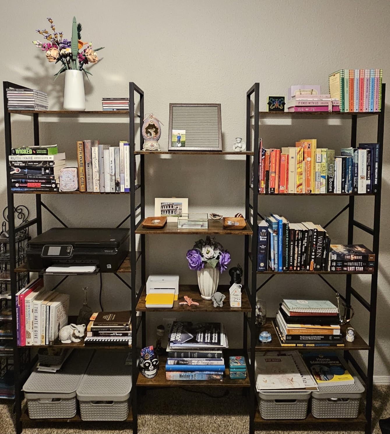 IRONCK Bookshelves 6 Tiers Triple Wide Industrial Bookshelf, Large Etagere Bookshelf Open Display Shelves with Metal Frame for Living Room Bedroom Home Office customer photo 1