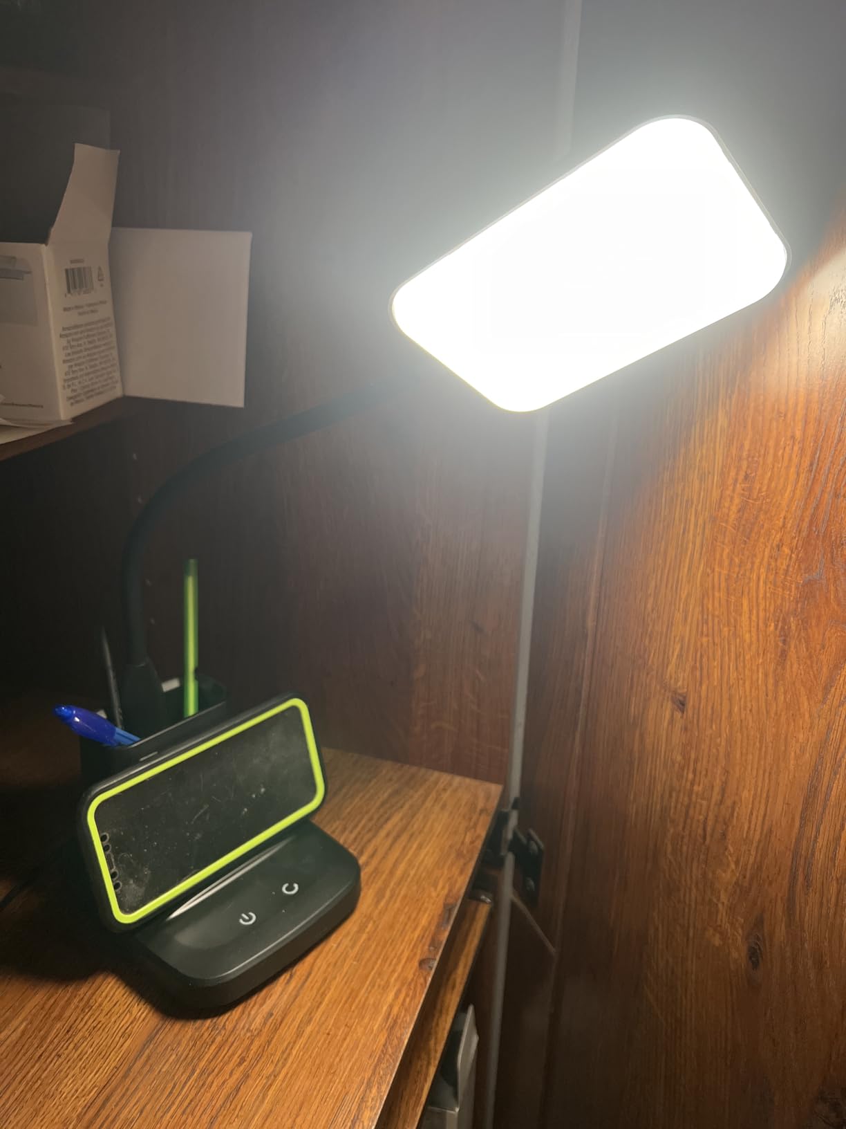 Desk Lamp, LED Desk Lamps for Home Office, Wireless Charger Small Desk Lamp with Pen Holder, 3 Color Modes, Dimmable, CRI 85, 800LM, Study Lamps for College Dorm Room, Adapter Included, Black customer photo 2