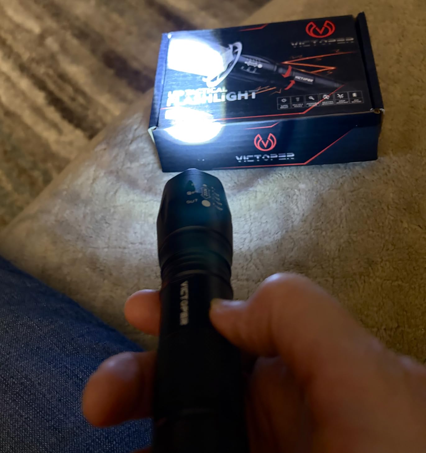 Victoper LED Flashlight 2 Pack, Bright Tactical Torch High Lumens with 5 Modes, Waterproof Zoomable Flash Light for Outdoor, Birthday Gifts for Men, Dorm Room Hiking Camping Essentials customer photo 1