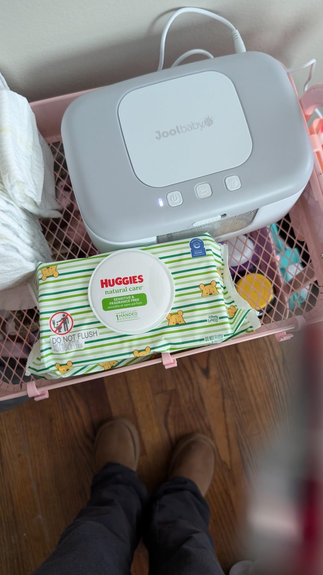 Jool Baby TinyBums Baby Wipe Warmer & Dispenser with LED Changing Light & On/Off Switch (Gray) customer photo 2