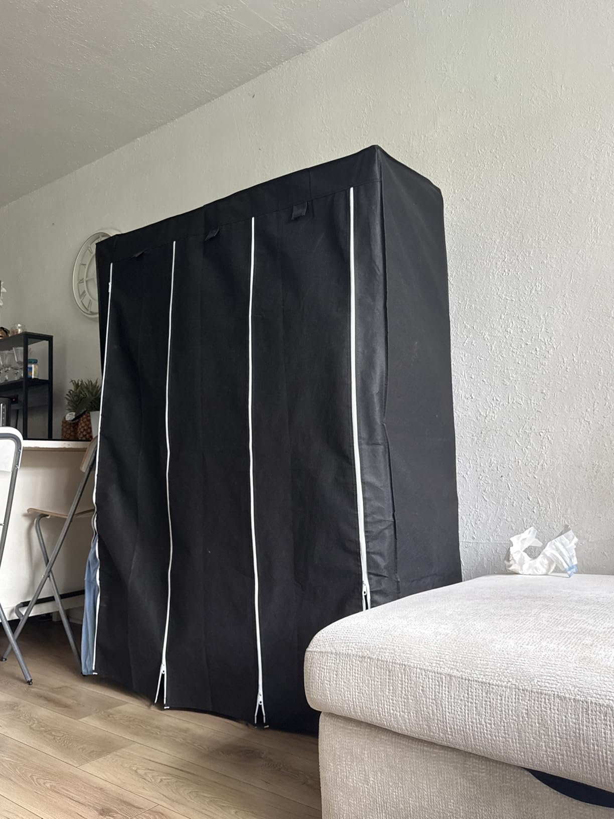 SONGMICS Portable Closet, Wardrobe Closet Organizer with Cover, 4 Hanging Rods and Shelves, 4 Side Pockets, 17.7 x 66.9 x 65.7 Inches, Large Capacity for Bedroom, Living Room, Ink Black URYG094B02 customer photo 1