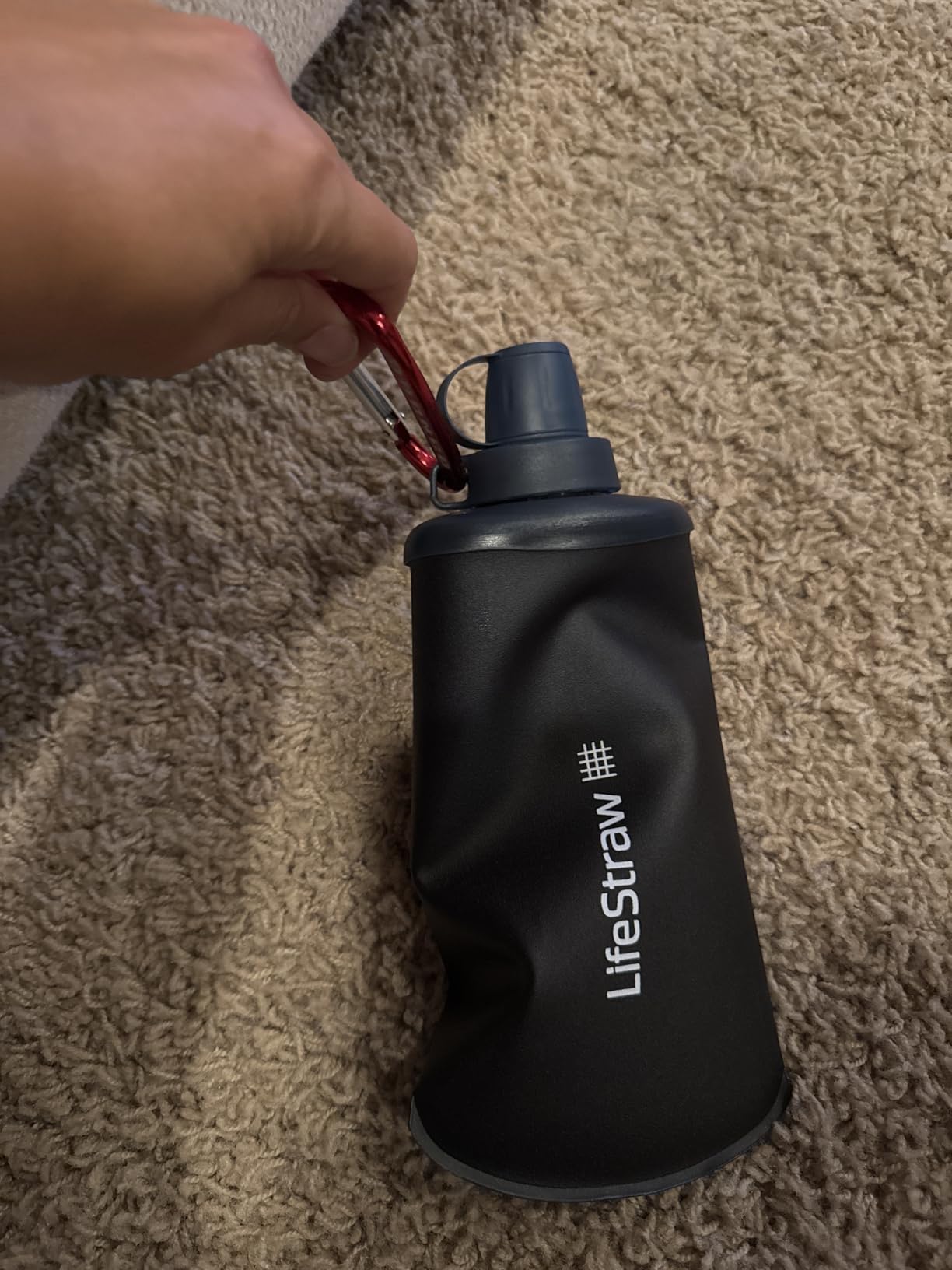 LifeStraw Peak Series - Collapsible Squeeze Bottle Water Filter System - 1L for Trail Running, Camping, Hiking, Travel, Cycling, and Fishing; Mountain Blue customer photo 1