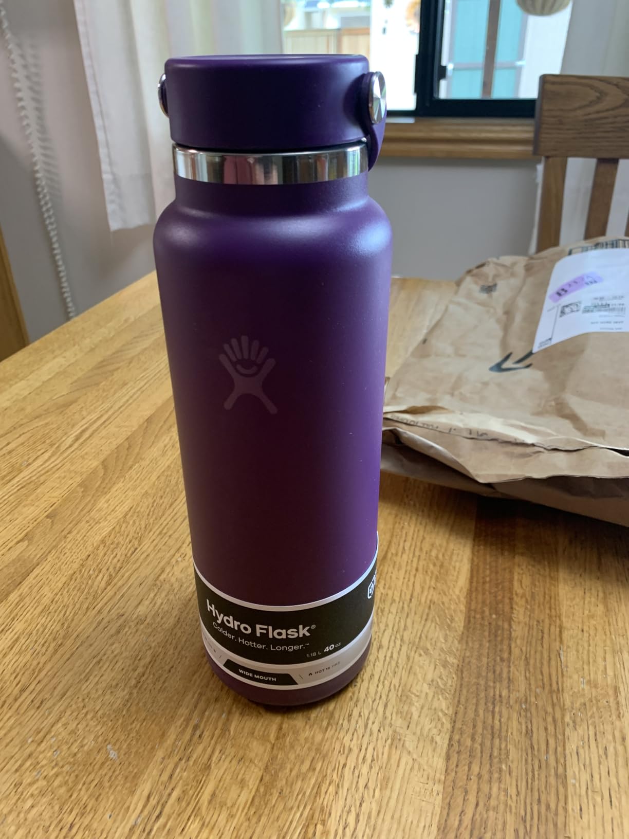 Hydro Flask Water Bottle - Insulated Stainless Steel - Wide Mouth Flex Lid, Non Spill, Leakproof and Refillable in 32 Oz Indigo Blue customer photo 1