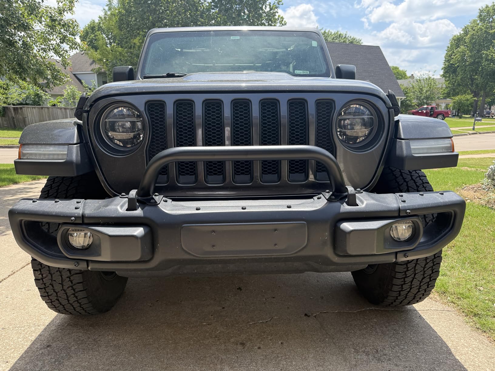 RockTrix Black Front Brush Guard, Tall 5.8 inch Height to Clear Winch, Compatible with 2018+ Jeep Wrangler JL, 2019+ Gladiator JT - Steel Bar Grille Guard for Steel Rubicon Bumper, Replaces 82215351 customer photo 1