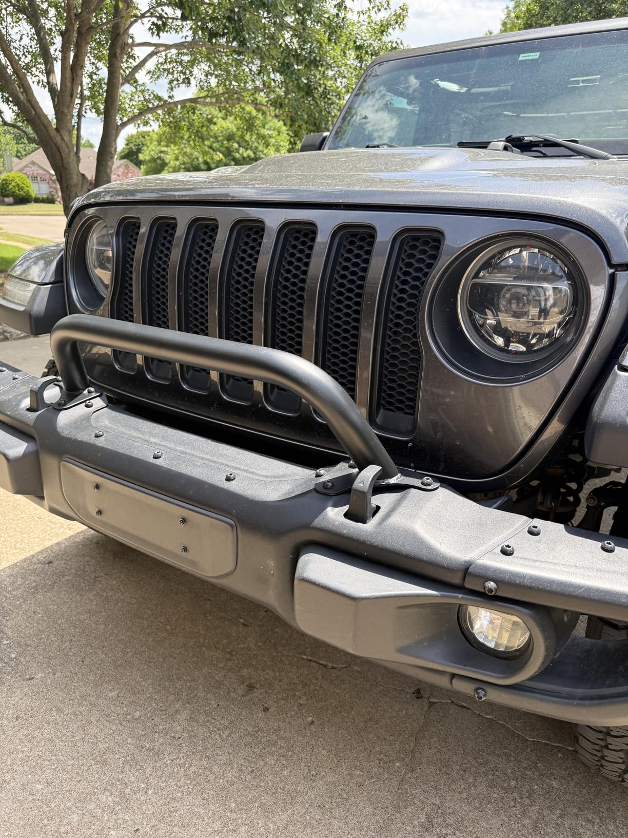 RockTrix Black Front Brush Guard, Tall 5.8 inch Height to Clear Winch, Compatible with 2018+ Jeep Wrangler JL, 2019+ Gladiator JT - Steel Bar Grille Guard for Steel Rubicon Bumper, Replaces 82215351 customer photo 2