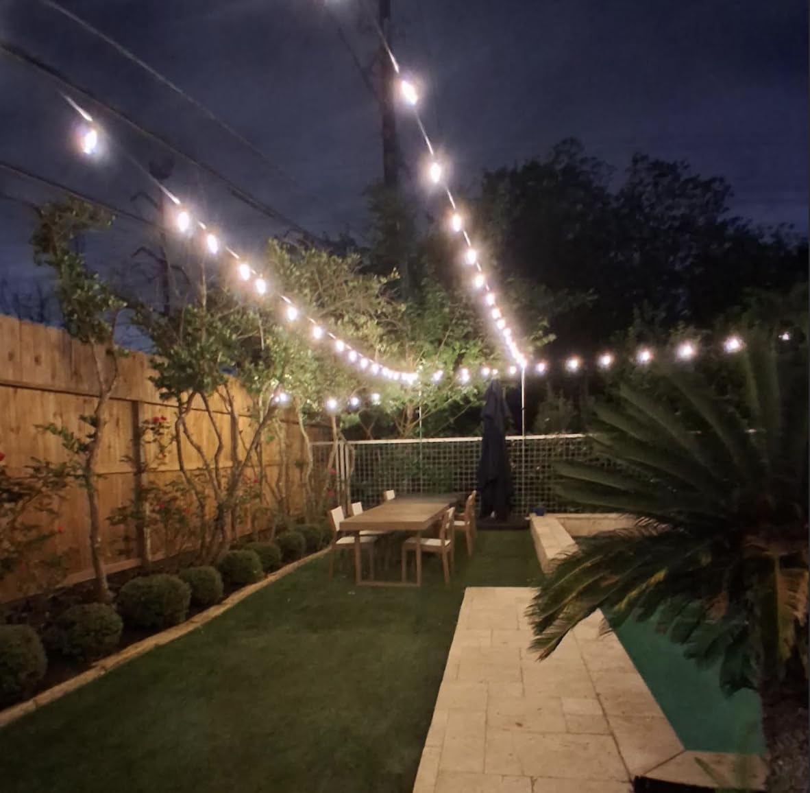 Brightever LED Outdoor String Lights 100FT Patio Lights with 52 Shatterproof ST38 Vintage Edison Bulbs, Outside Hanging Light Waterproof for Porch, Deck, Garden, Backyard, Balcony, 2700K Dimmable customer photo 1