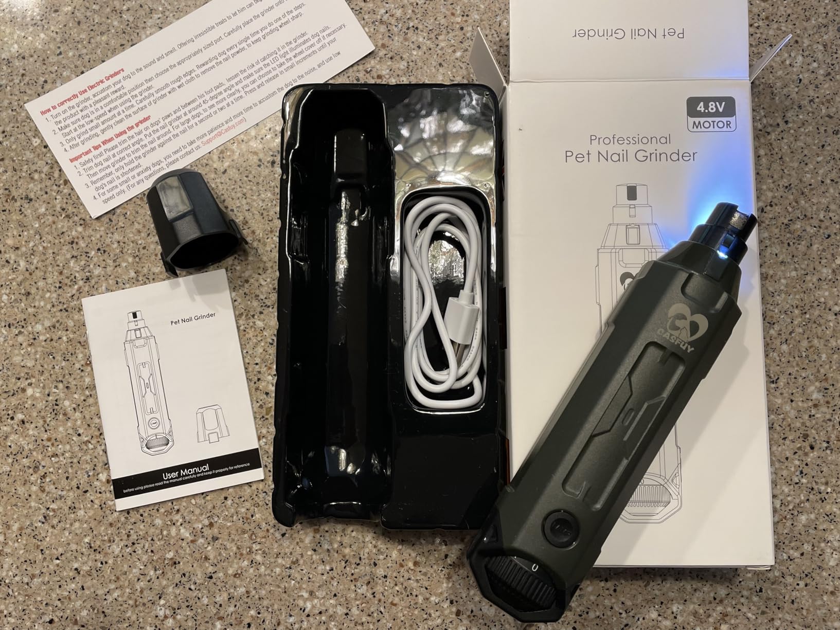 Casfuy 6-Speed Dog Nail Grinder - Newest Enhanced Pet Nail Grinder Super Quiet Rechargeable Electric Dog Nail Trimmer Painless Paws Grooming & Smoothing Tool for Large Medium Small Dogs (Blue) customer photo 2