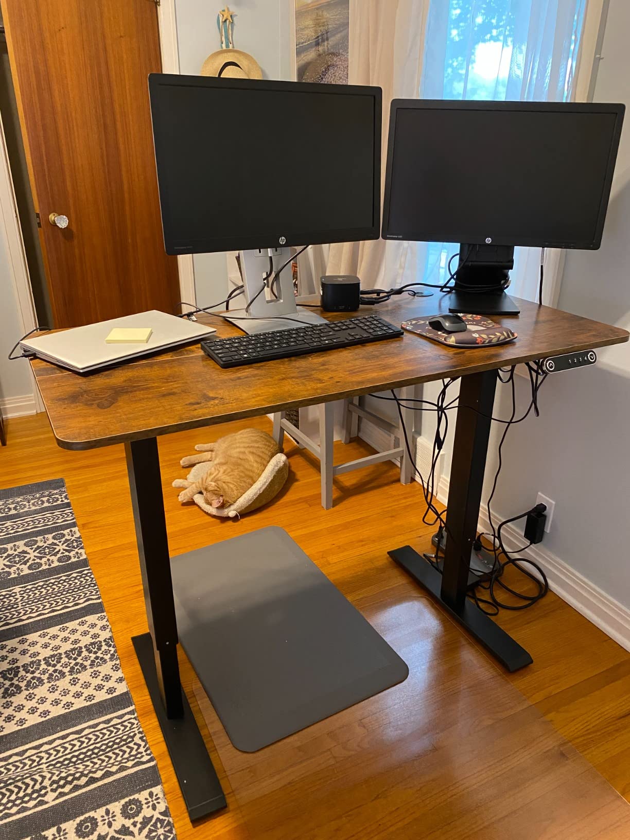Radlove Electric Height Adjustable Standing Desk, 63x 30 Inches Stand Up Desk Workstation, Splice Board Home Office Computer Standing Table Ergonomic Desk (White+ Oak, 63x30'') customer photo 2