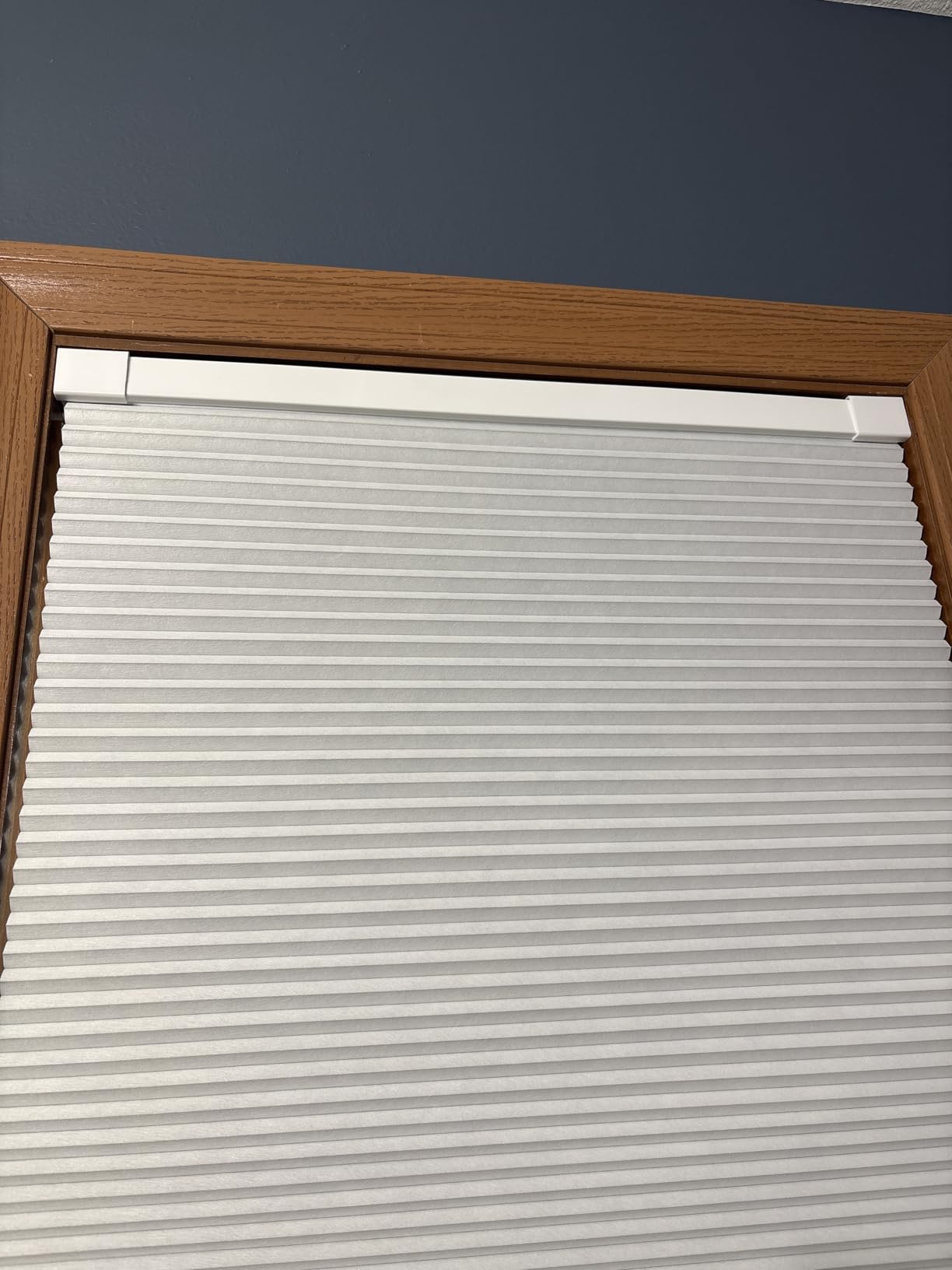 LazBlinds Cordless Cellular Shades, No Tools No Drill Blackout Honeycomb Shades Pleated Blinds for Windows, 34'' W x 48'' H, Silver White customer photo 1