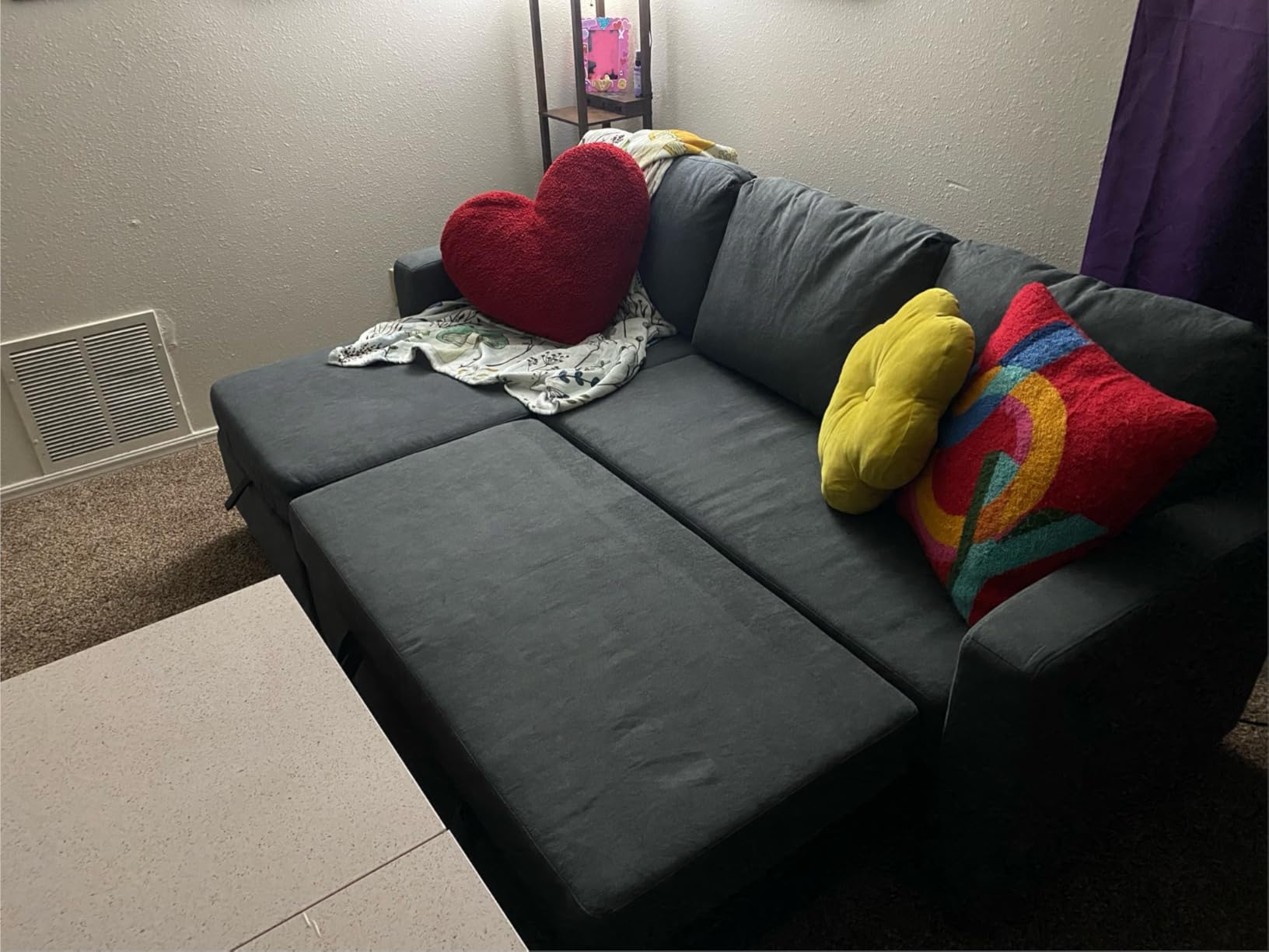 Yaheetech Sectional Sofa L-Shaped Sofa Couch Bed w/Chaise & USB, Reversible Couch Sleeper w/Pull Out Bed & Storage Space Living Room Black customer photo 1
