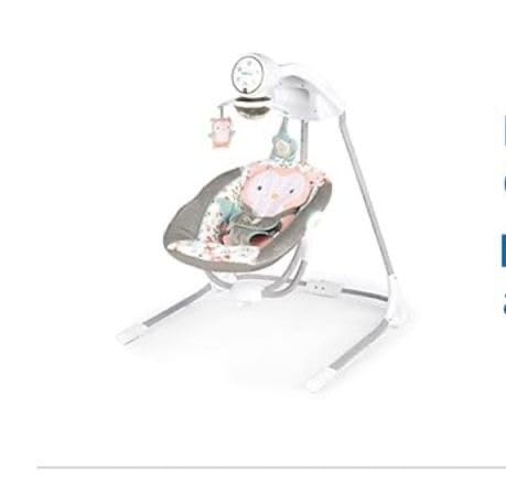 Ingenuity InLighten 5-Speed Baby Swing - Swivel Infant Seat, 5 Point Safety Harness, Nature Sounds, Lights - Nally Owl customer photo 2