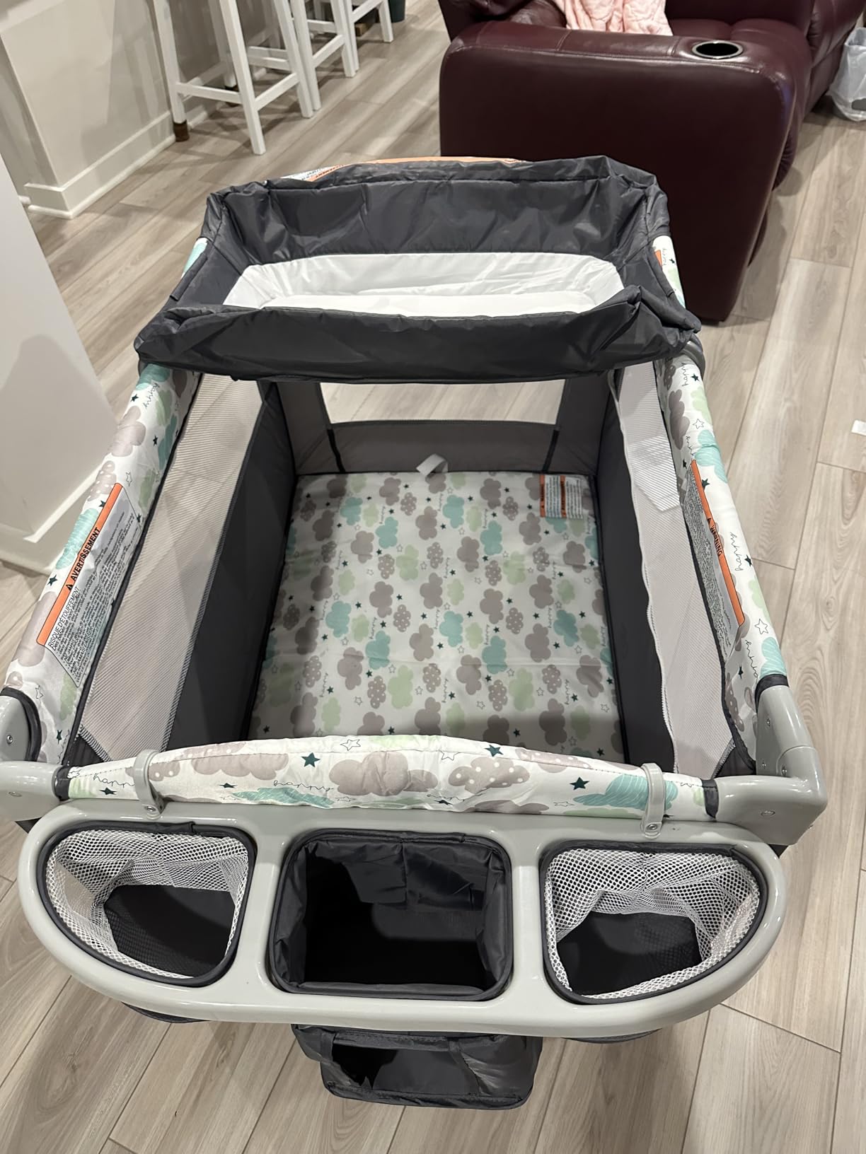 BABY JOY 5-in-1 Pack and Play, Portable Baby Bedside Sleeper with Bassinet, U-Shaped Diaper Changer, Safety Strap, Side Zipper Entrance, Hangings, Bedside Crib Playard from Newborn to Toddlers (Gray) customer photo 1