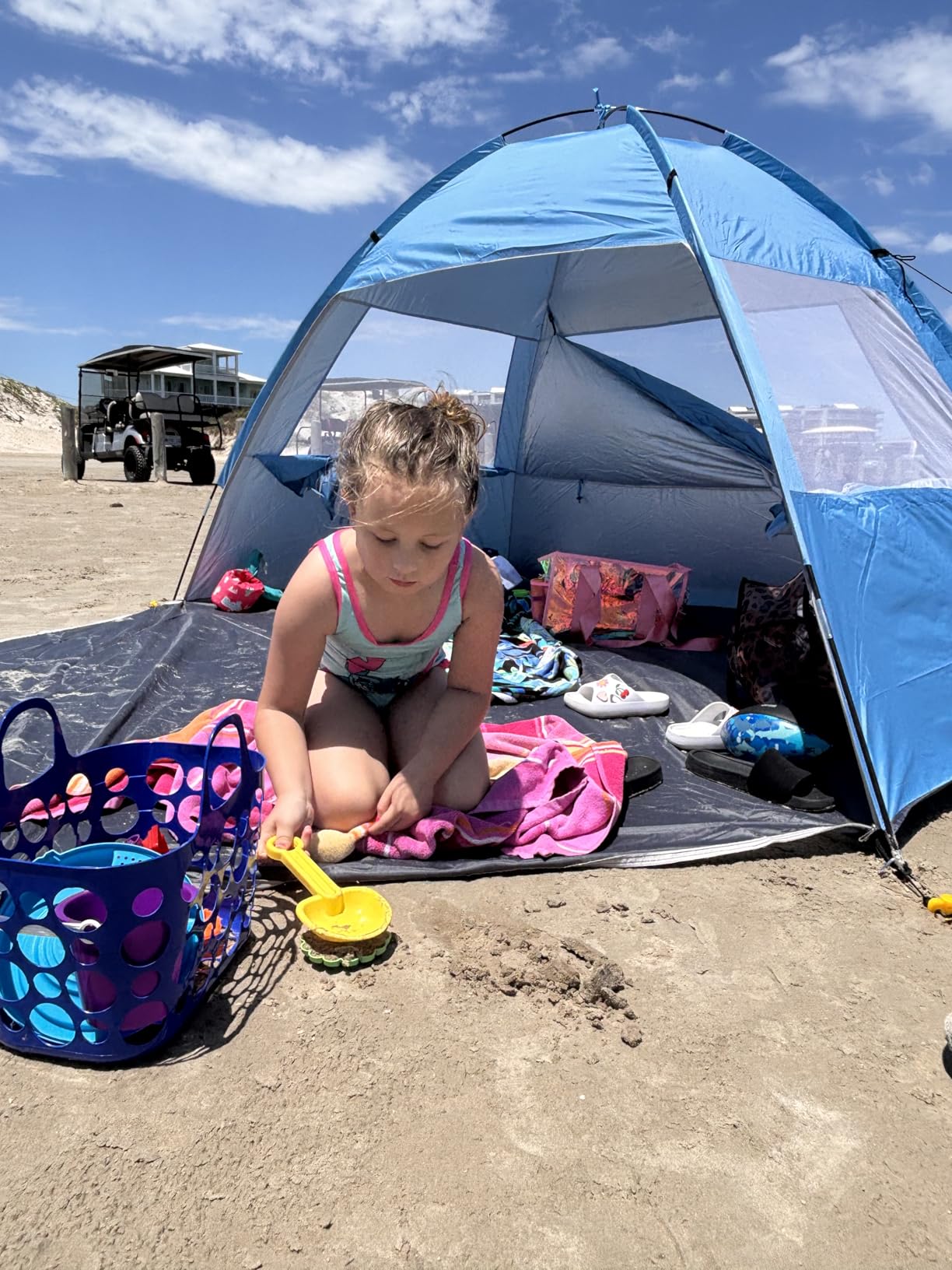 Gorich Beach Tent Sun Shelter for 3/4/6/8/10 Person with UPF 50+ UV Protection, Lightweight & Easy Setup Beach Shade Canopy customer photo 2