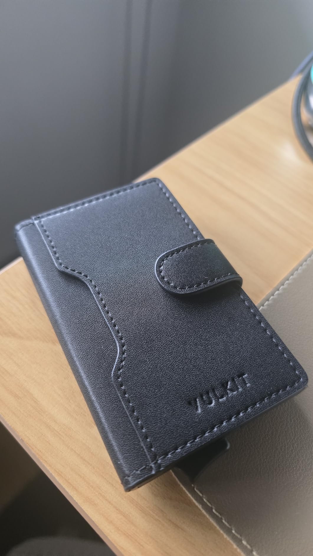 VULKIT Slim Bifold Pop up Wallet Minimalist Leather Card Holder RFID Blocking Metal Card Case with ID Window for Women customer photo 1