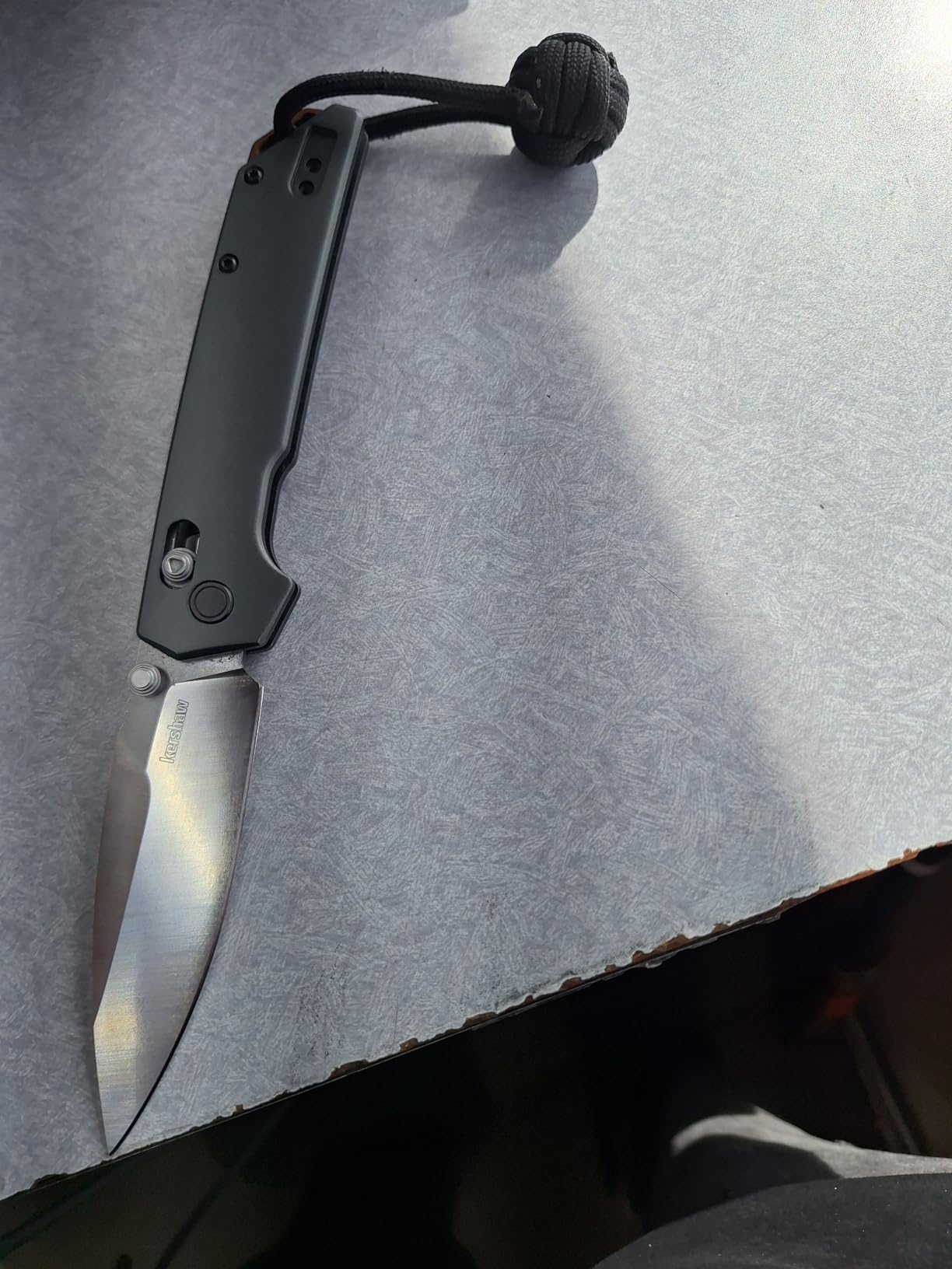 Kershaw Iridium Reverse Tanto Folding Pocket Knife, Sleek 3.4 inch D2 Steel Blade, DuraLock Locking Mechanism, Aluminum Handle, Designed in the USA customer photo 1
