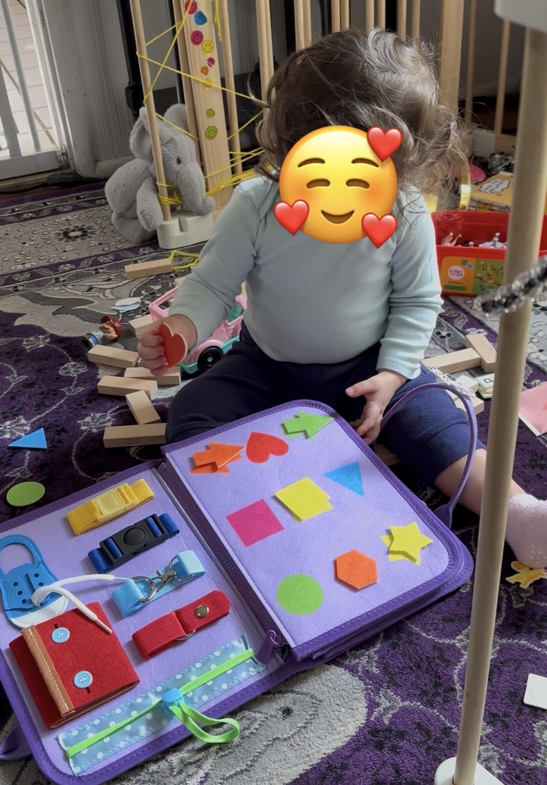 Esjay Toddler Busy Board Montessori Toys for Boys, Sensory Book Educational Activities for Learning Fine Motor Skills, Birthday Gifts for Boys Toddlers, Travel Toys for Airplane Car, Blue Dinosaur customer photo 1