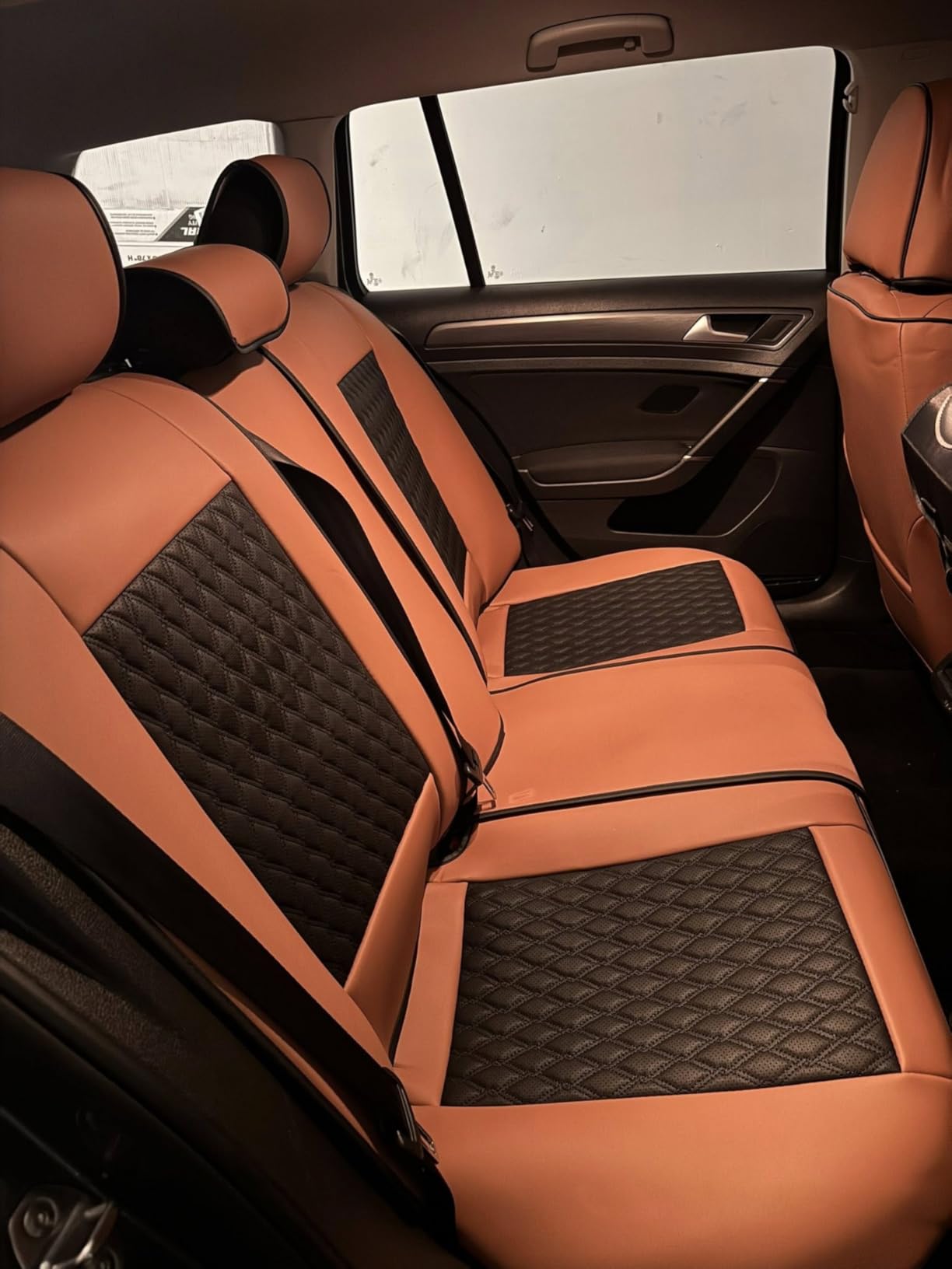 Coverado Car Seat Covers Full Set, Black Seat Covers for Car with Lumbar Support, Nappa Leather Seat Covers Waterproof Car Seat Protectors Universal Fit for Most Cars SUV Trucks customer photo 2