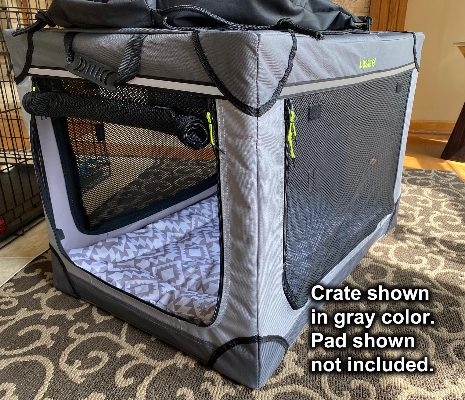 Lesure Soft Collapsible Dog Crate - 42 Inch Portable Travel Crate for Extra Large Dogs Indoor & Outdoor, 4-Door Foldable Pet Kennel with Mesh Windows customer photo 2