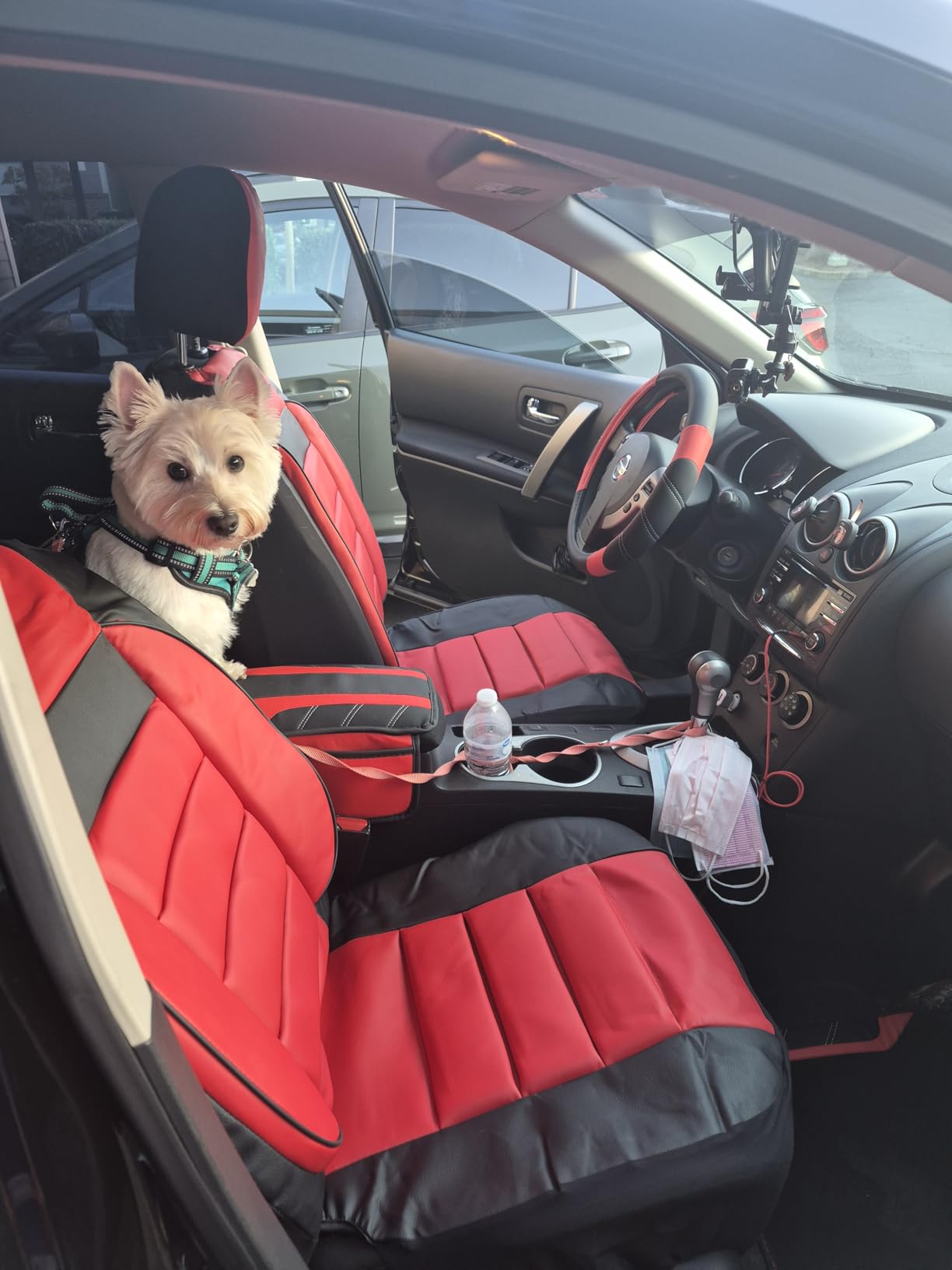 CAR PASS Leather Seat Covers Full Set Universal Water Resistant 3D Foam Back Support, Luxury Comfort Automotive 5 Seat Covers All Season Fit for SUV,Sedan,Van, Airbag Compatible Elegance(Beige Black) customer photo 2