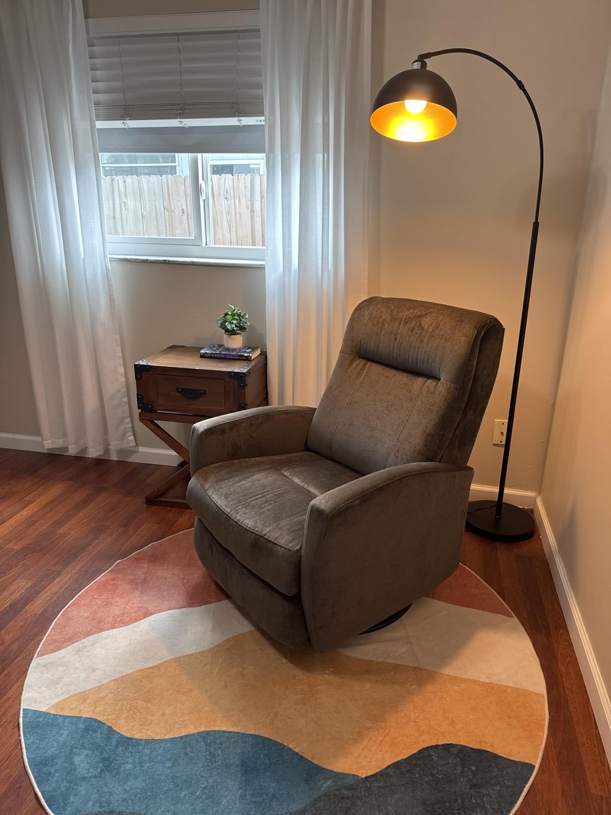 【Upgraded】Black Arc Floor Lamps for Living Room - Dimmable Arched Floor Lamp with Remote Control & 2700-6000K 9W LED Bulb Included, Modern Arch Standing lamp, Industrial Tall Lamp for Bedroom Reading customer photo 2