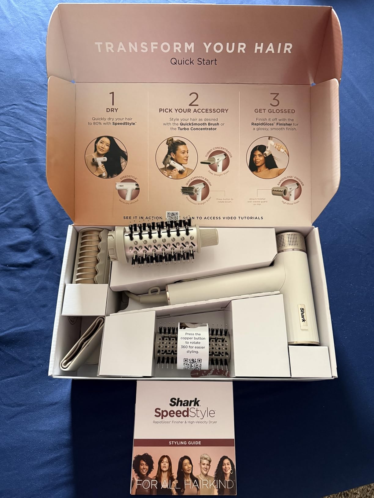 Shark Hair Dryer | SpeedStyle | No Heat Damage Hair Styling Tool | 3 Styling Tools Included | Portable & Powerful Blow Dryer | Best for Straight & Wavy Hair | Silk | HD331 customer photo 2