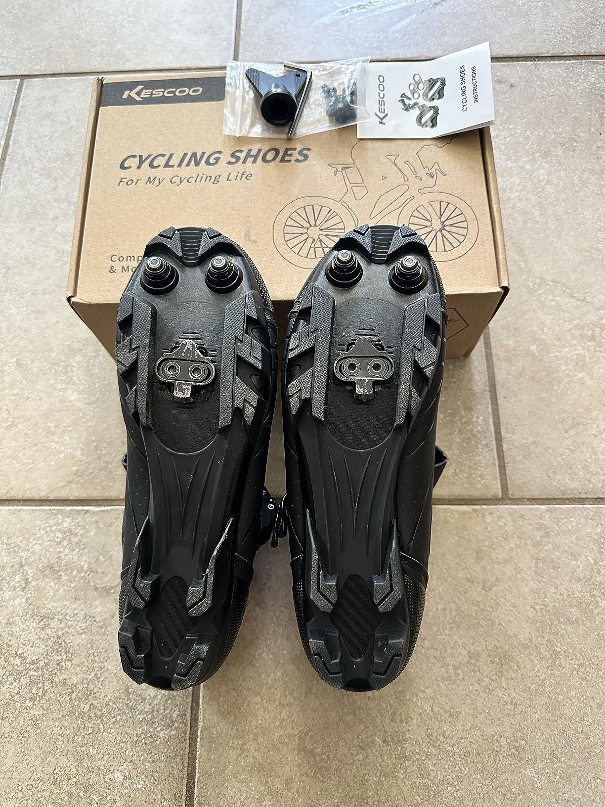 KESCOO Mens Mountain Bike Shoes with 2-Bolts SPD Cleats Included, Cycling Shoes with Quick Ratchet Buckle Indoor Outdoor Riding Biking customer photo 2