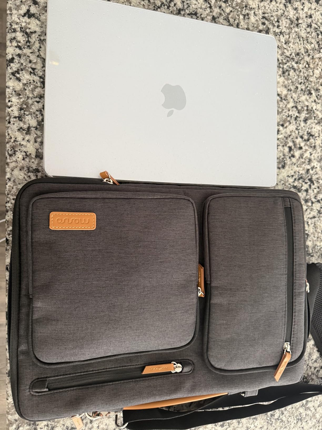 MOSISO 360 Protective Laptop Shoulder Bag, 15-15.6 inch Computer Bags Compatible with MacBook Pro 16 inch, HP, Dell, Lenovo, Asus Notebook, Side Open Messenger Bag with 4 Zipper Pockets, Black customer photo 2