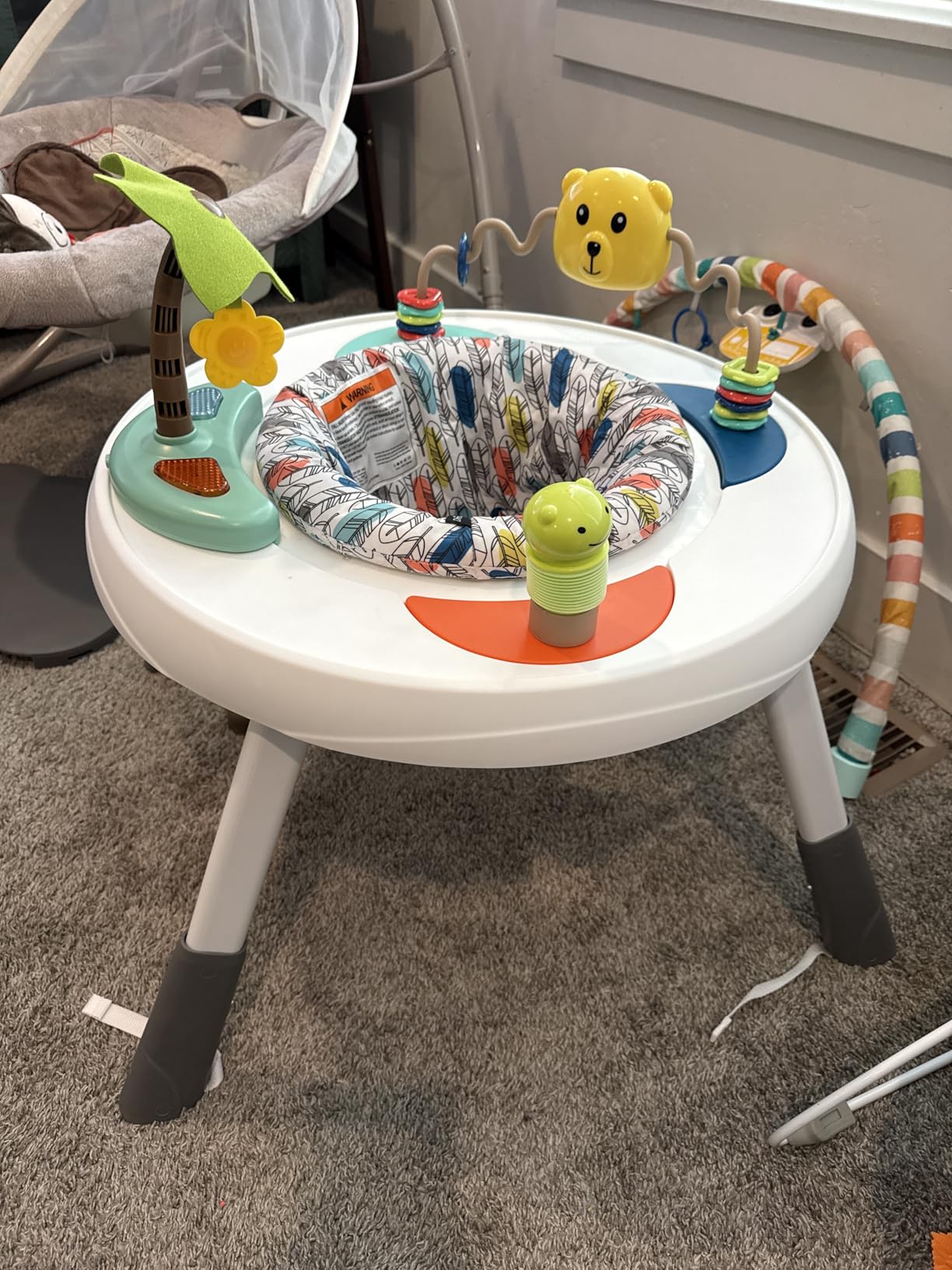 Dream On Me Curio Sit N Seek Baby Activity Center in Grey, 2 in 1 Activity Center and Play Table with 3 Detachable Toys and Music, 3 Level Height Adjustable customer photo 1