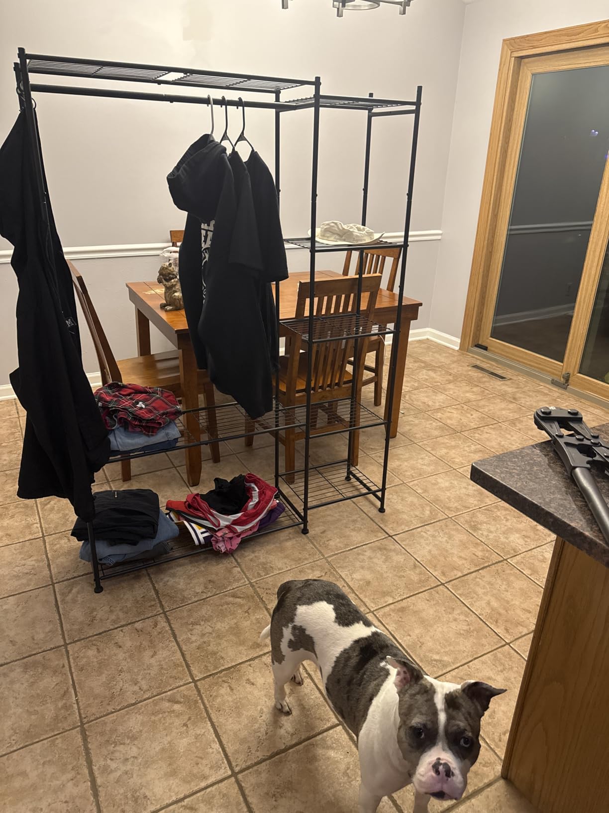 Wardrobe Closet,Portable Clothes Rack with 4 Tiers Shelves,Freestanding Closet Organizers and Storage System with Hanging Rods,Steel Clothing Rack Suitable for Cloakrooms,Bedrooms,Entrances,etc.Black customer photo 2