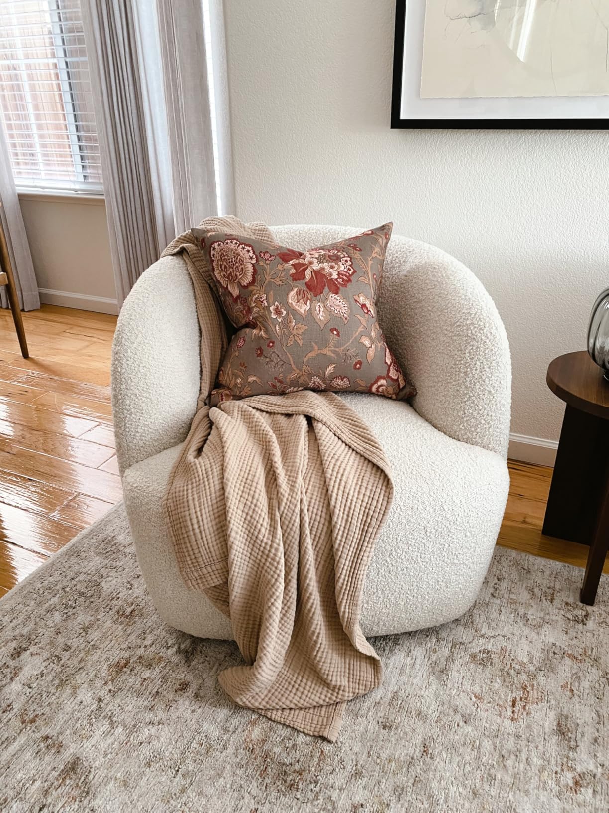 Bedsure 100% Cotton Muslin Blankets for Adults Large Throw 50x70 Inches - 4-Layer Breathable and Lightweight, Soft Boho Gauze Muslin Cotton Blanket for Couch Decor Travel Summer, Linen Beige customer photo 1