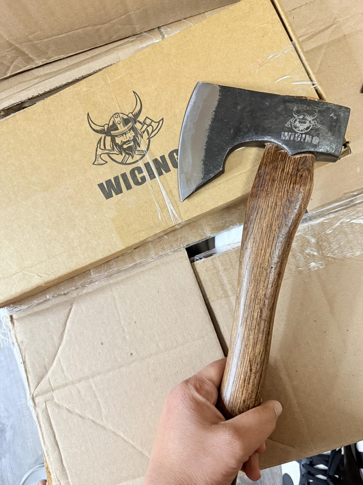 13.5 Inch Hatchet, Camping Axes and Hatchets 1065 Carbon Steel and Beech Handle, with Leather Sheath customer photo 2