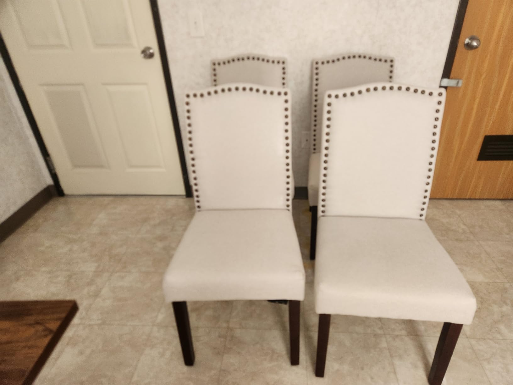 DUMOS Dining Chairs Set of 4, Modern Kitchen Table Chairs with Wooden Legs and Padded Seat for Dining Room/Kitchen/Living Room/Restaurant, Beige customer photo 1