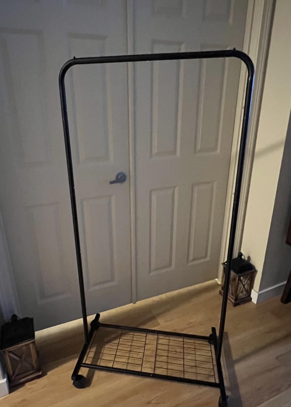Sakugi Clothes Rack - Clothing Rack with Storage Mesh Shelf & Casters, Heavy-Duty Metal Clothing Rack for Hanging Clothes, Dresses, Coats, Large Load Capacity, Easy Assembly, Black customer photo 1