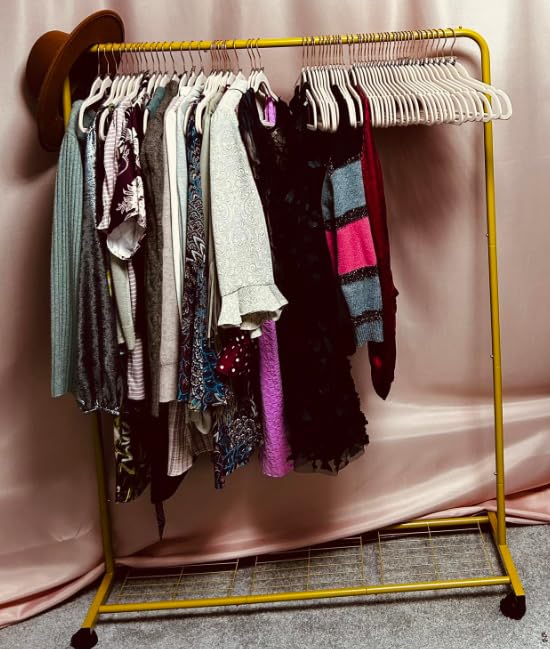 Sakugi Clothes Rack - Clothing Rack with Storage Mesh Shelf & Casters, Heavy-Duty Metal Clothing Rack for Hanging Clothes, Dresses, Coats, Large Load Capacity, Easy Assembly, Black customer photo 2