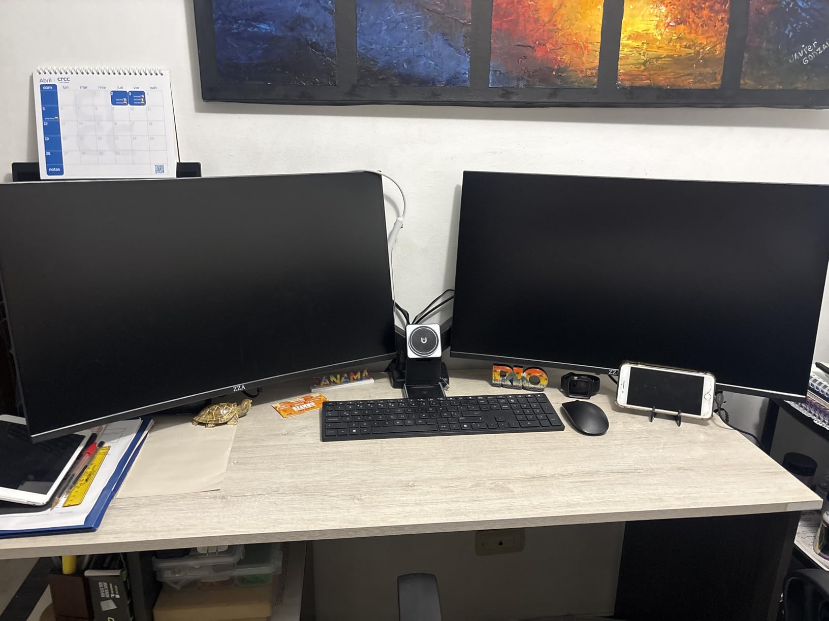 HUANUO Dual Monitor Mount for 2 Monitors up to 32 inches, Each Arm Holds Max 22lbs, Dual Monitor Stand with Advanced System, Height-Adjustable/Tilt/Swivel/Rotate, VESA Standard 75mm or 100mm customer photo 1