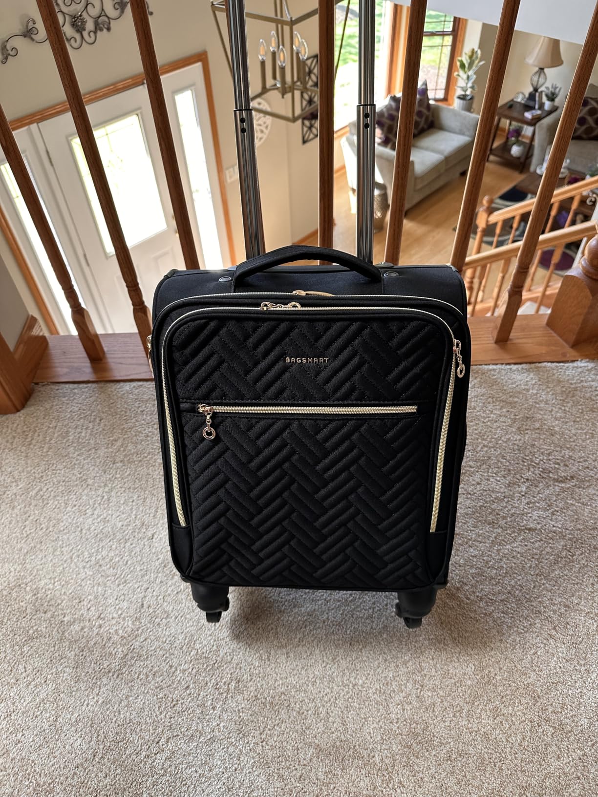 BAGSMART Underseat Carry On luggage Airline approved, 16-inch Softside Underseater Travel Suitcase with Spinner Wheels Lightweight Overnight Bag Small Rolling Carry-on for Women Men Weekender,Black customer photo 2