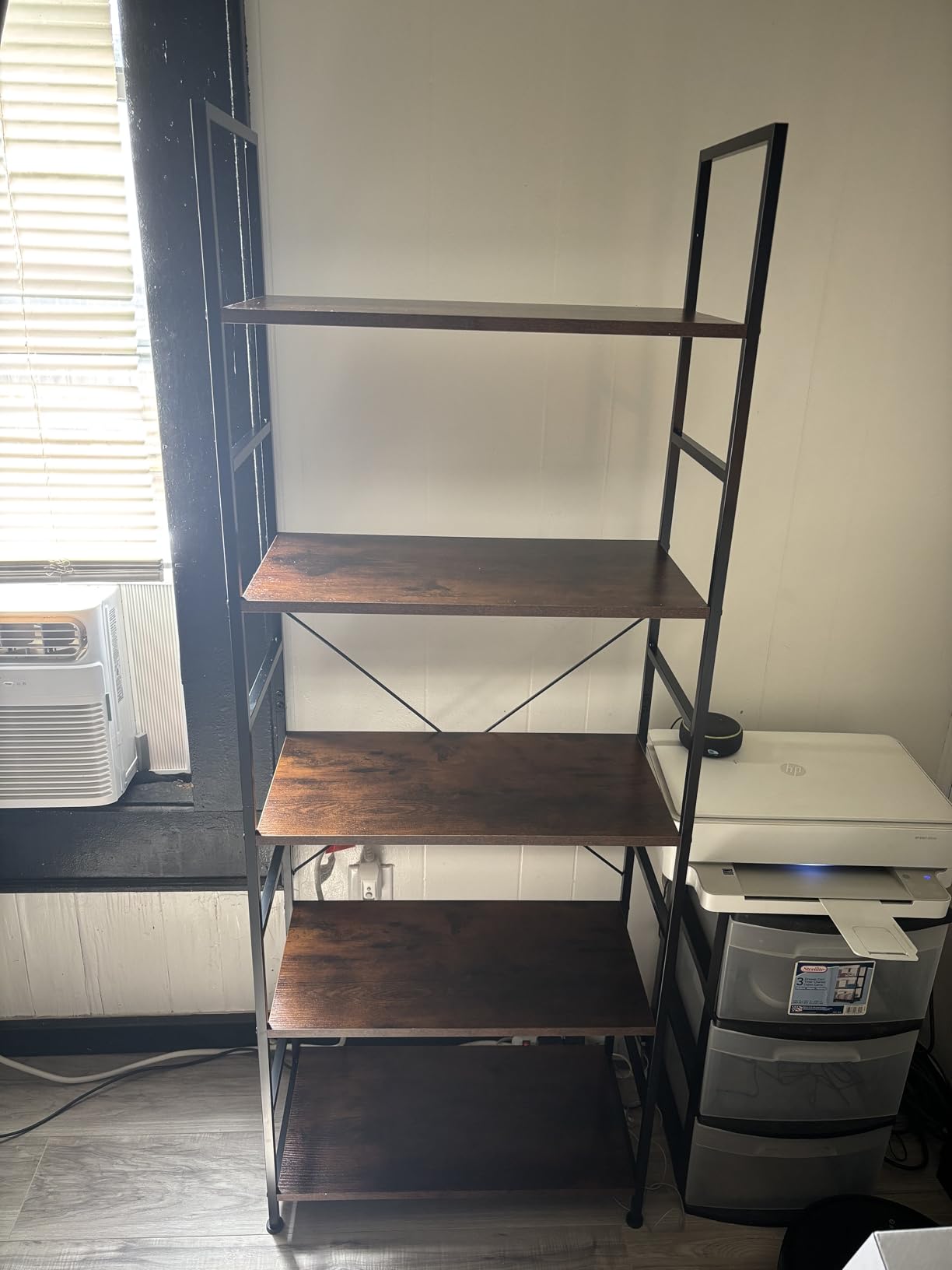 DUMOS 5 Tiers Bookshelf, Classical Modern Book Shelf, Tall Display Shelves in Living Room/Home/Office, Storage Organizer for CDs/Books/Movies, Rustic Brown customer photo 2
