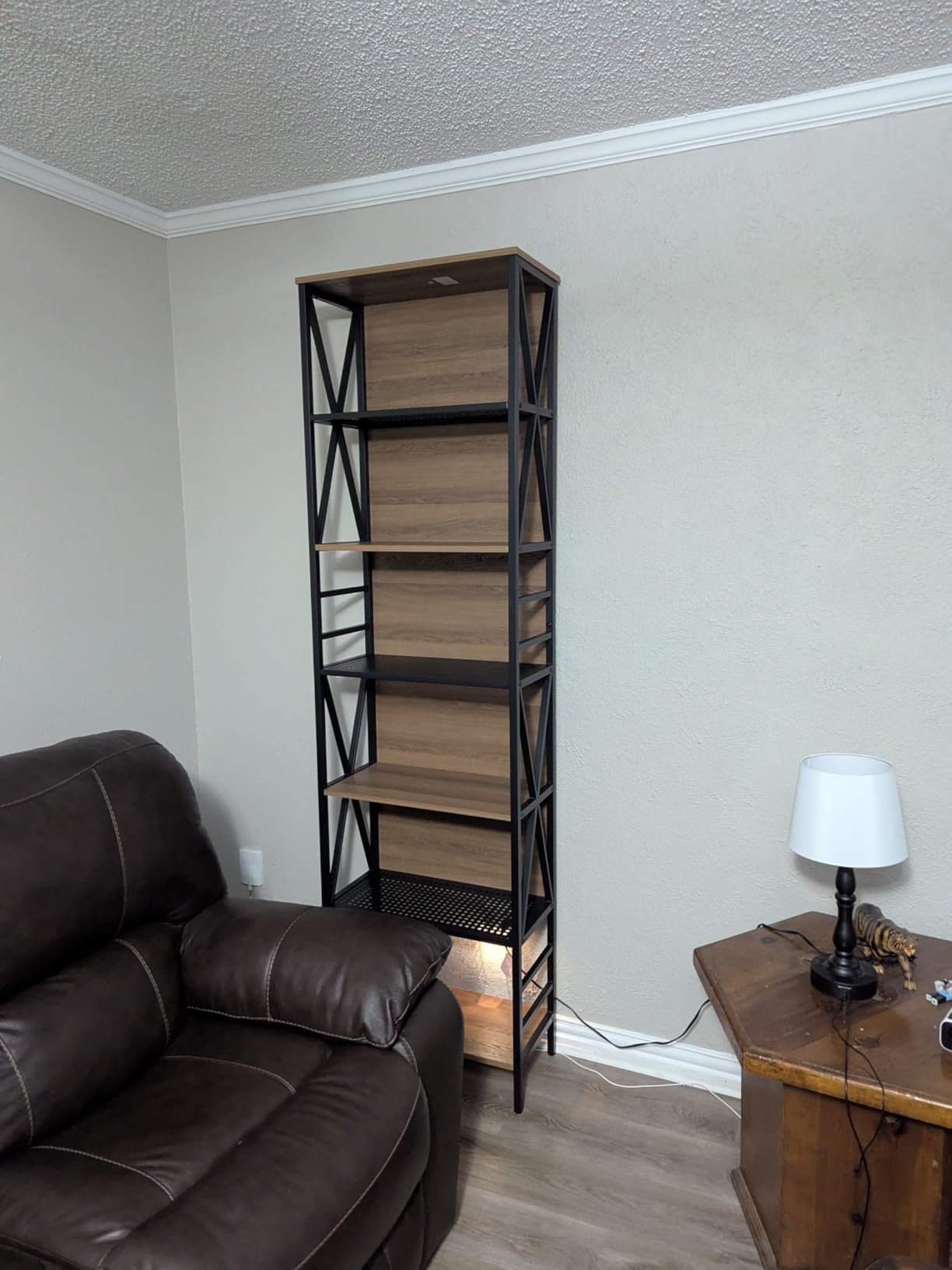 HOMISSUE Tall Bookshelf, 7-Tier Book Shelf, Rustic Wood Metal Bookshelves and Bookcases, Freestanding and Industrial Open Bookcase for Home Office, Living Room and Bedroom, Vintage Brown customer photo 1