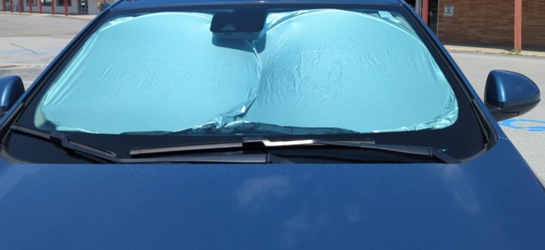 Foldable Car Windshield Sun Shade - 280T Thickened Reflective UV & Heat Shield with Storage Bag, Keeps Interior Cool, Universal Fit for Sedans, SUVs & Trucks - Medium (64