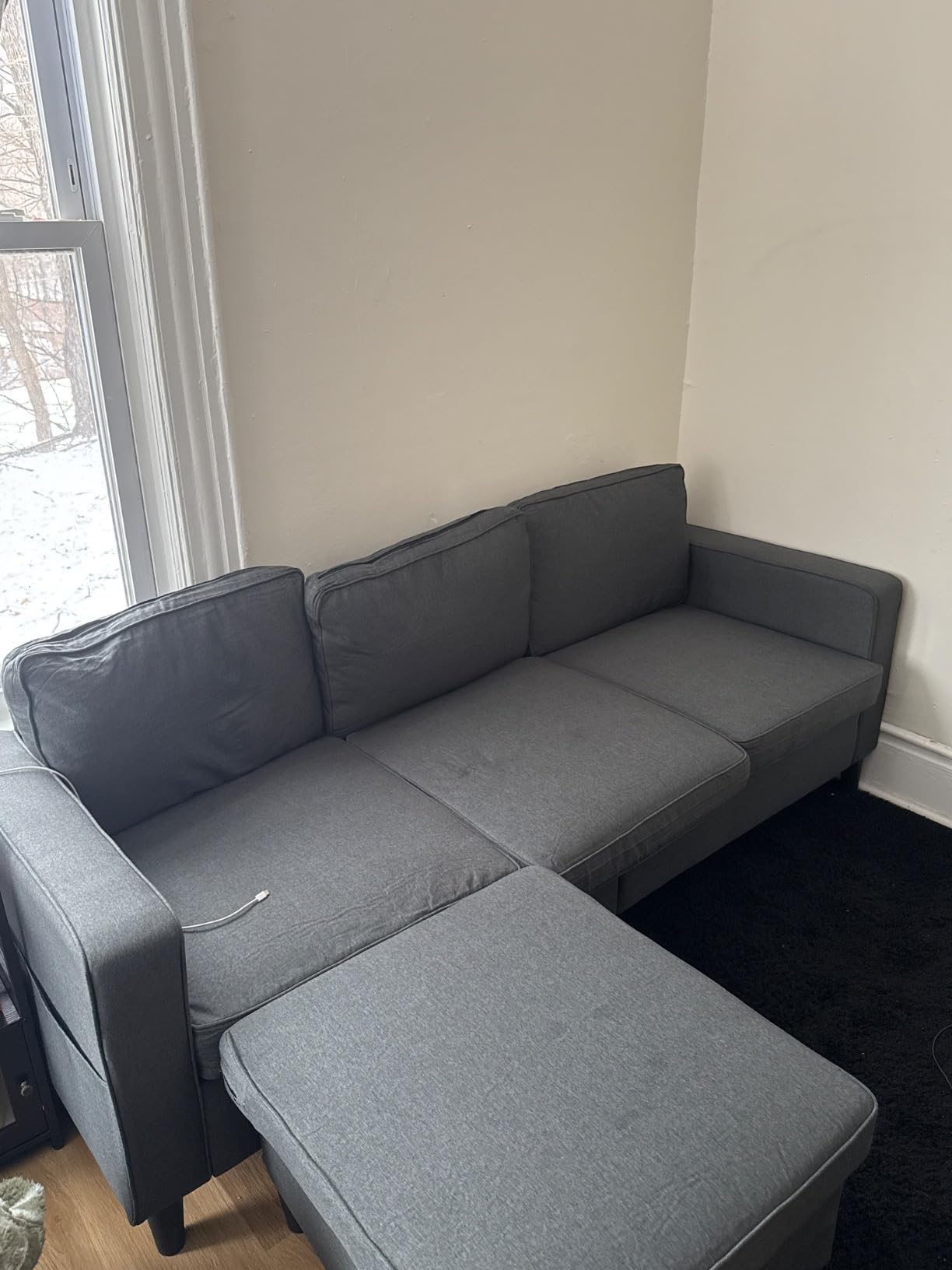 ZeeFu Couch for Living Room - 78'' Beige Linen 3 Seat L-Shaped Sectional Sofa Couches with Storage Ottoman - Modern Small Space Upholstered Furniture Sofa Set for Office Small Space Apartment customer photo 1
